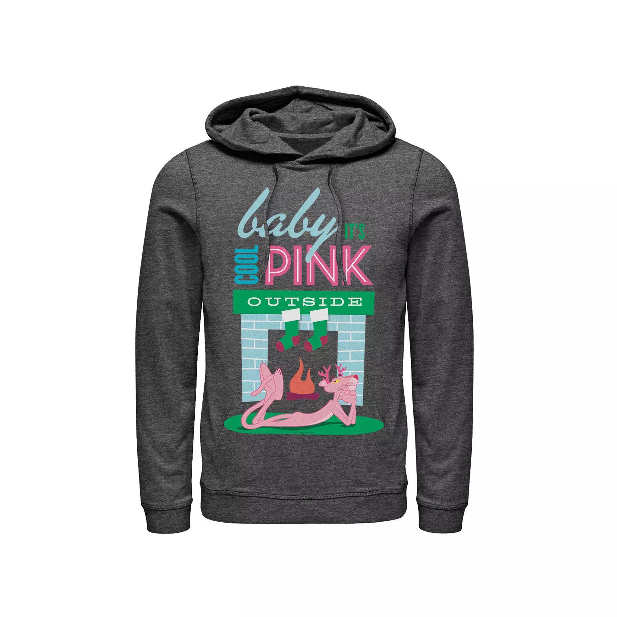 Men's Pink Panther Baby It's Cool Pink Outside Holiday Hoodie, Size: Large, Grey Heather Product Image