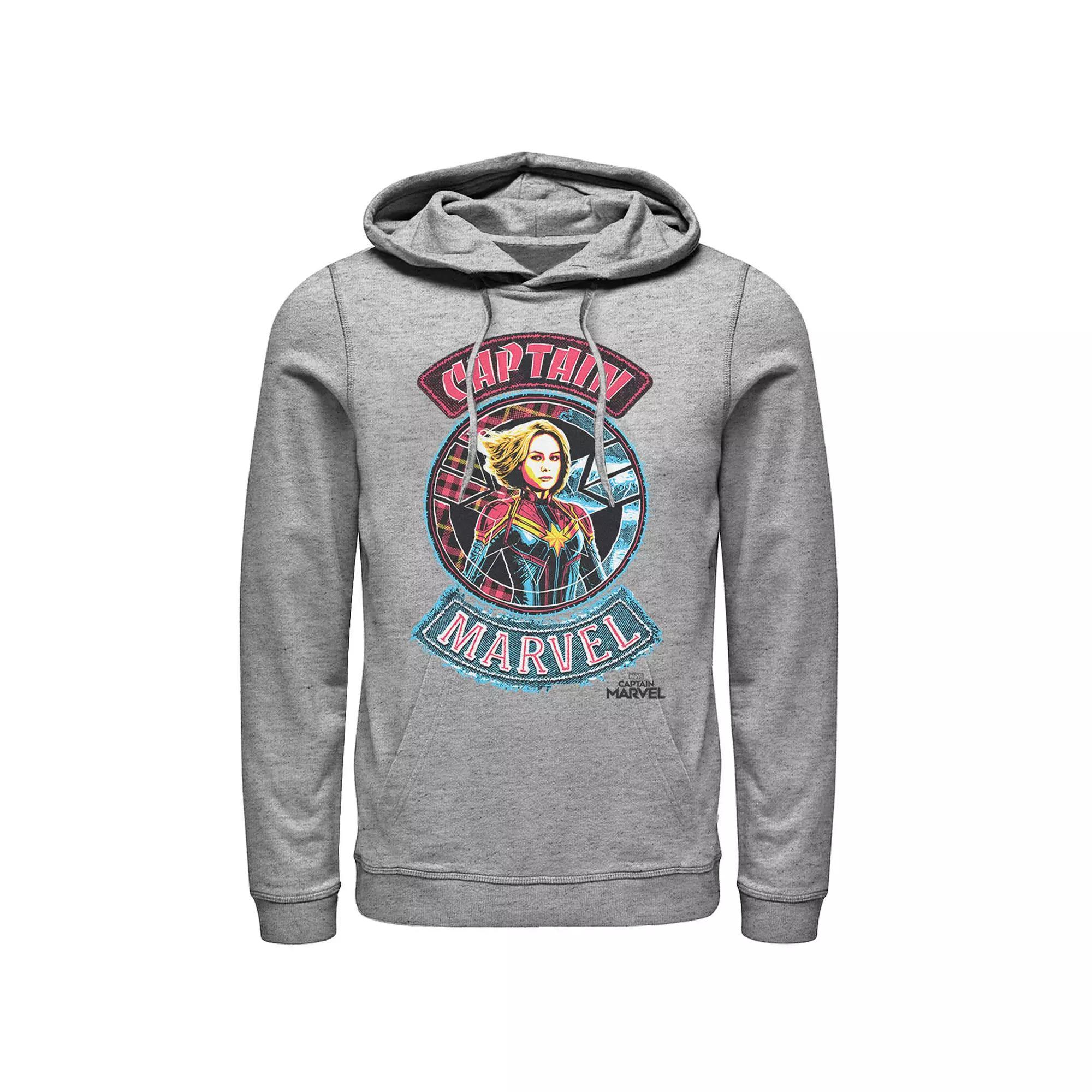 Men's Marvel Captain Marvel Stitched Patched Portrait Hoodie, Size: XXL, Athletic Grey Product Image