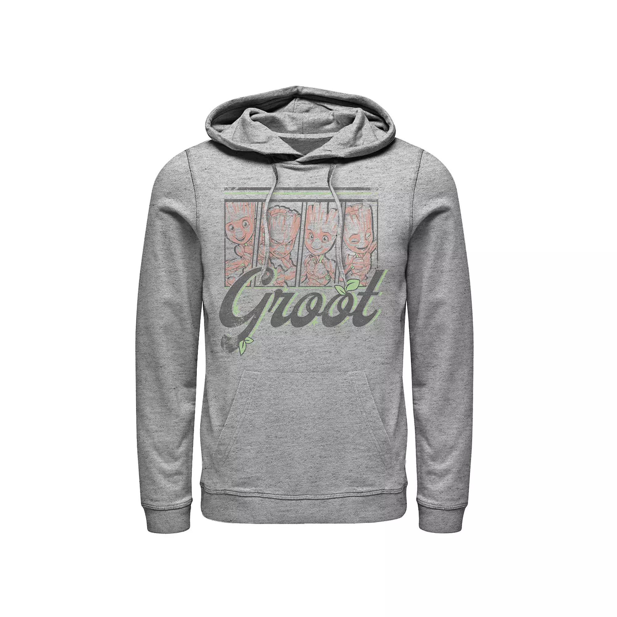 Men's Marvel Guardians Of The Galaxy Cute Groot Panels Hoodie, Size: Medium, Athletic Grey Product Image