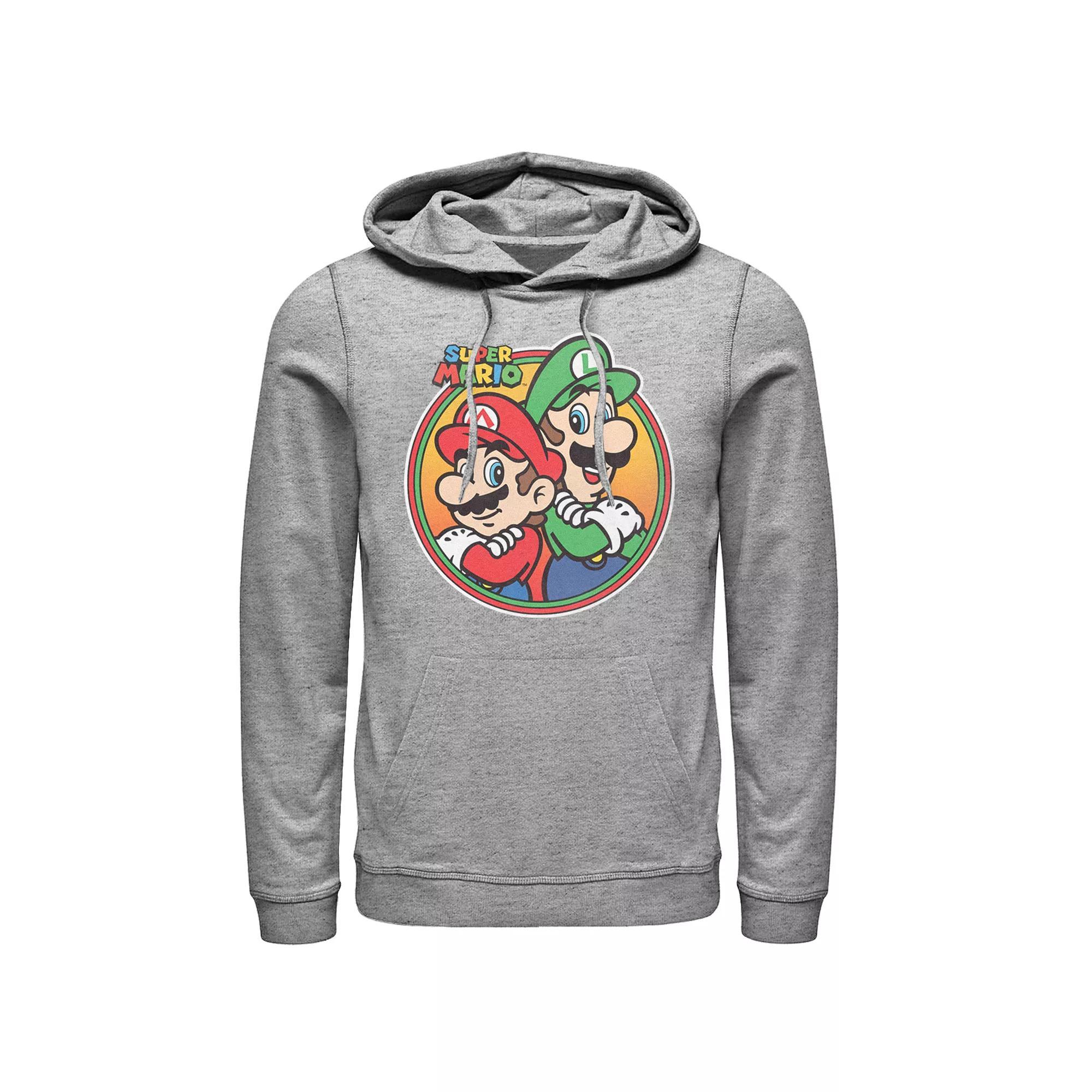 Men's Mario & Luigi Nintendo Bros Pullover Hoodie, Size: XL, Athletic Grey Product Image