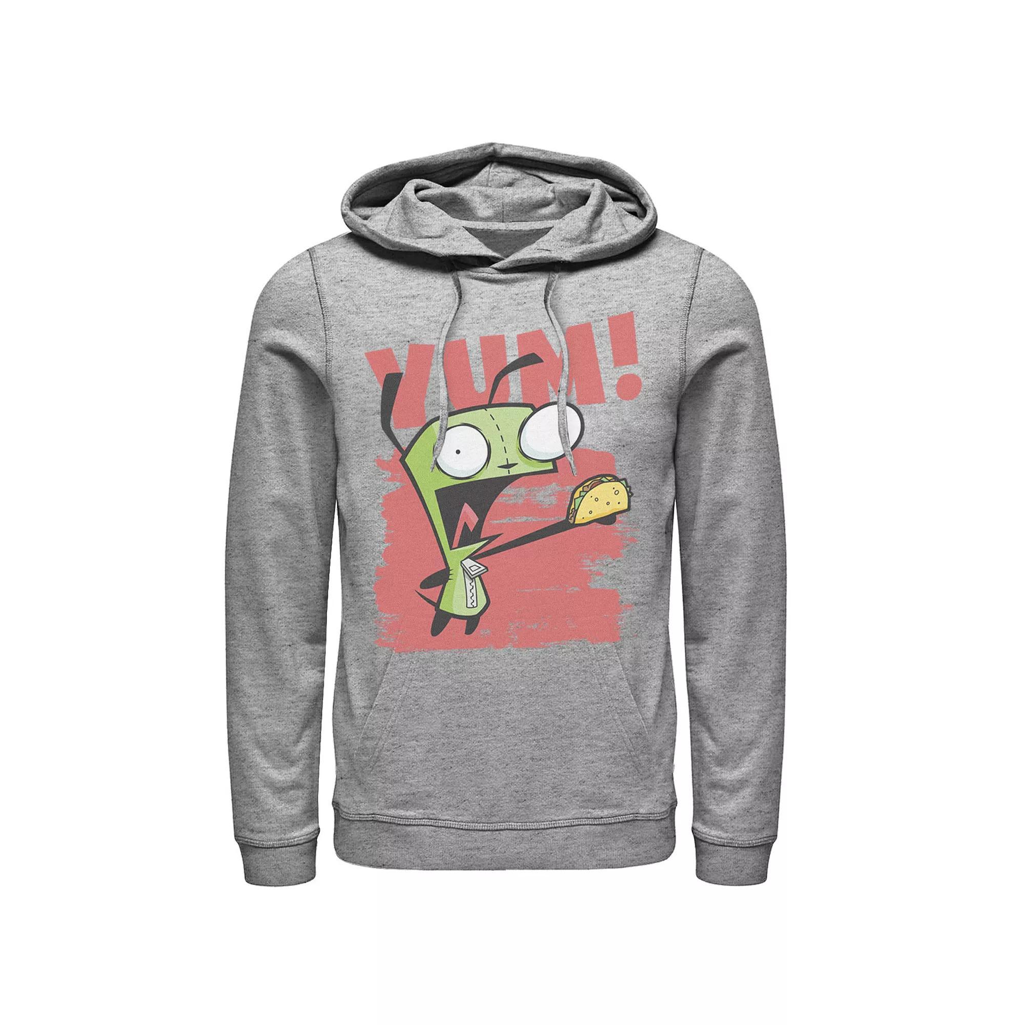 Men's Nickelodeon Invader Zim Gir Screaming Yum! Taco Portrait Graphic Hoodie, Size: XL, Athletic Grey Product Image