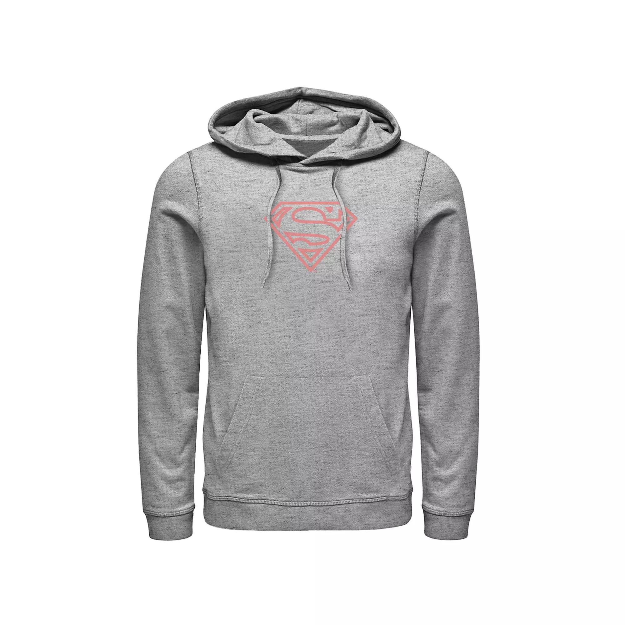 Men's DC Comics Superman Red Line Art Logo Hoodie, Size: Large, Athletic Grey Product Image