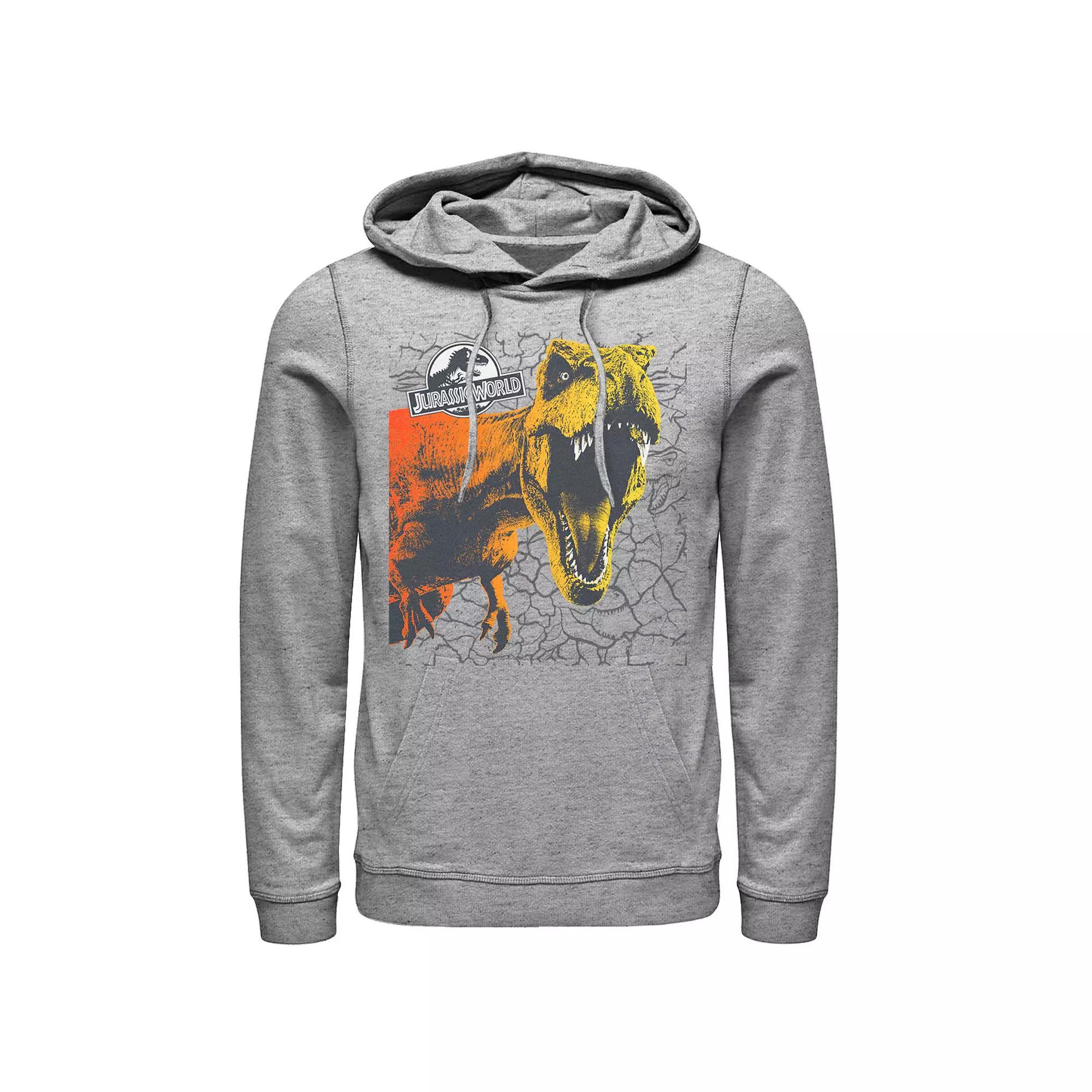 Men's Jurassic World Two T-Rex Color Pop Cracks Hoodie, Size: XL, Athletic Grey Product Image