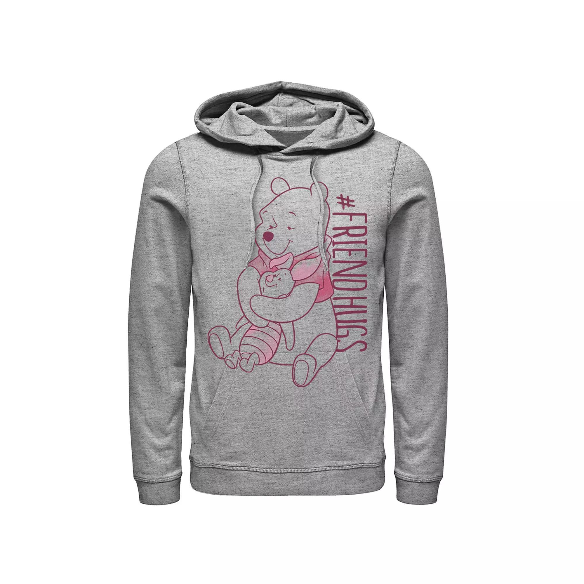 Disney's Winnie The Pooh Piglet Pooh Friend Hugs Men's Hoodie, Size: Medium, Athletic Grey Product Image