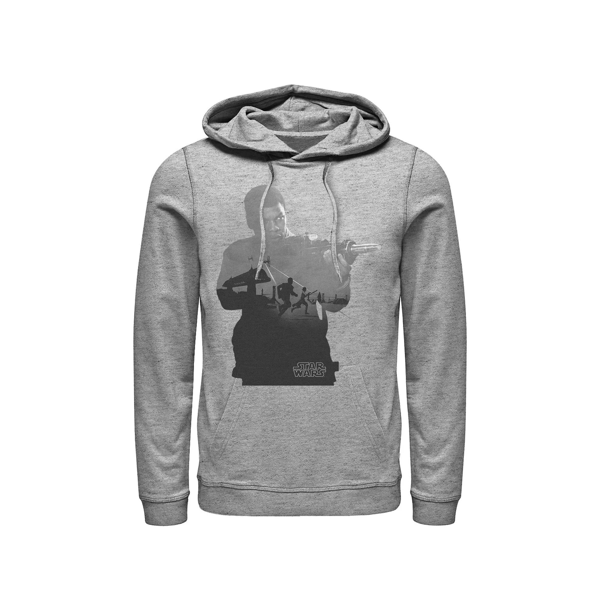 Men's Star Wars Finn Silhouette Fill Graphic Pullover Hoodie, Size: Large, Athletic Grey Product Image