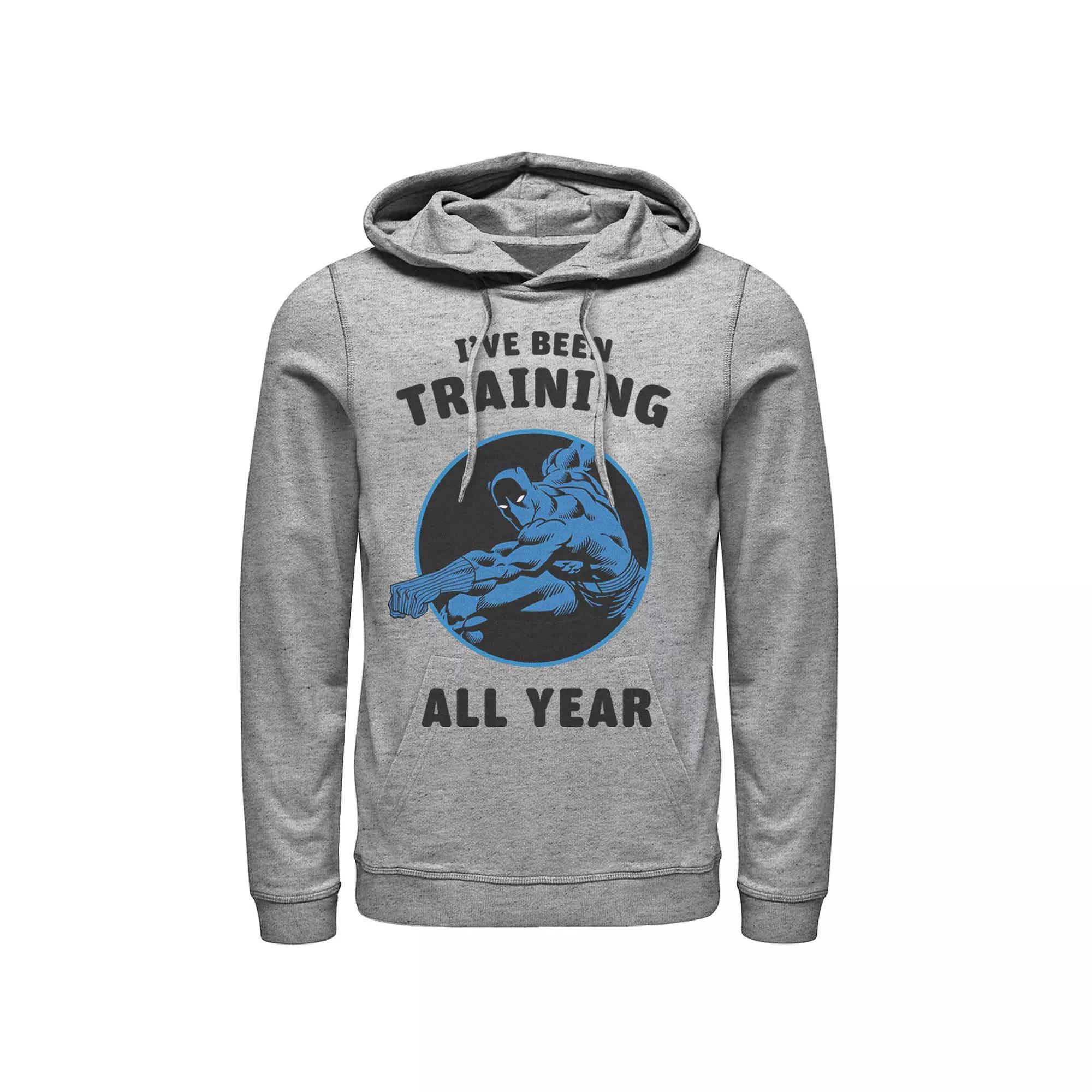 Men's Marvel Avengers Black Panther I've Been Training All Year Hoodie, Size: Small, Athletic Grey Product Image