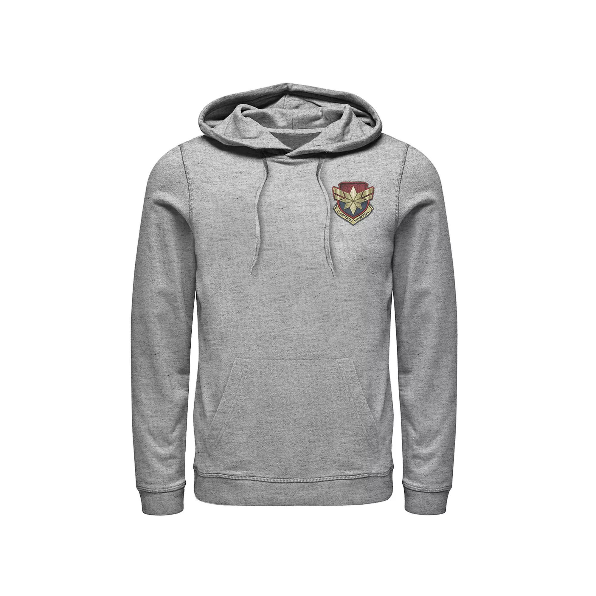 Mens Marvel Captain Marvel Movie Stitched Badge Hoodie Athletic Grey Product Image