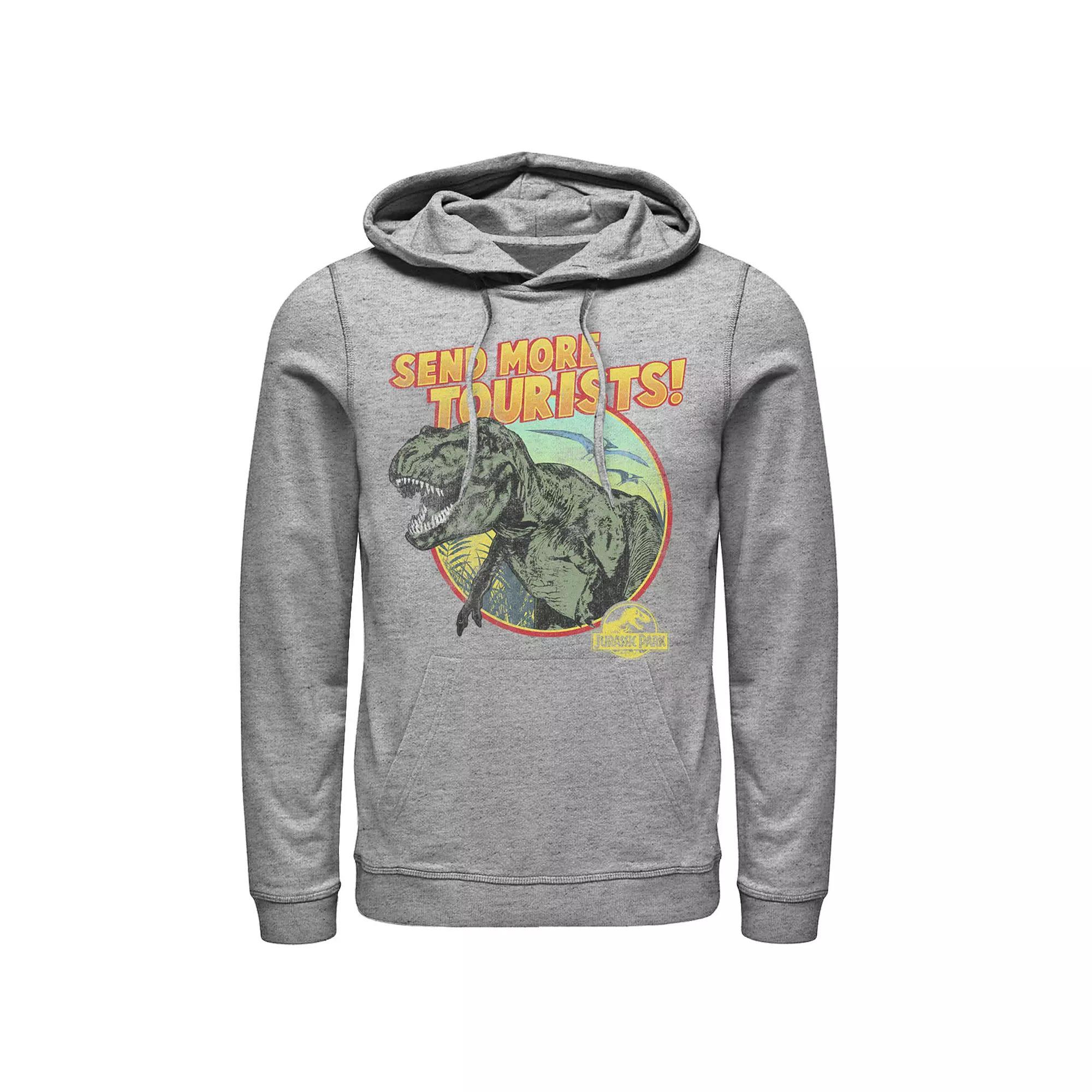 Men's Jurassic Park T-Rex Send More Tourists Hoodie, Size: Large, Athletic Grey Product Image