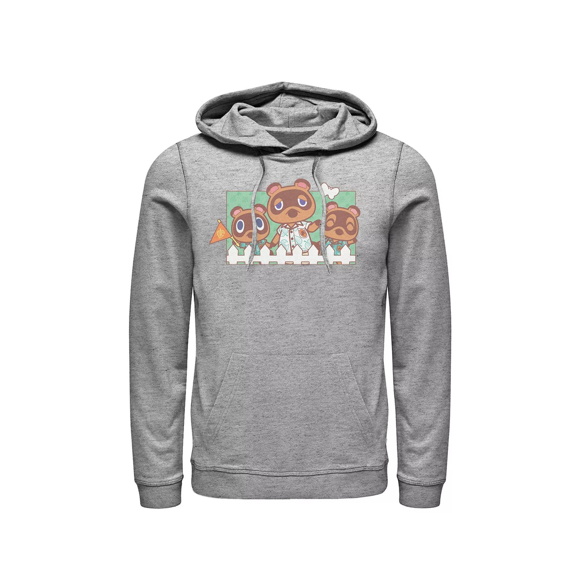 Men's Animal Crossing New Horizons Nook Family Portrait Hoodie, Size: Large, Athletic Grey Product Image