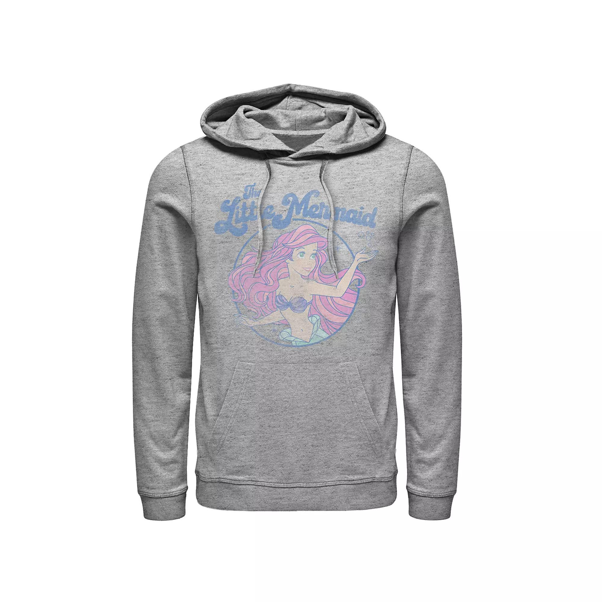 Disney's The Little Mermaid Ariel Distressed Circle Portrait Men's Hoodie, Size: XXL, Athletic Grey Product Image
