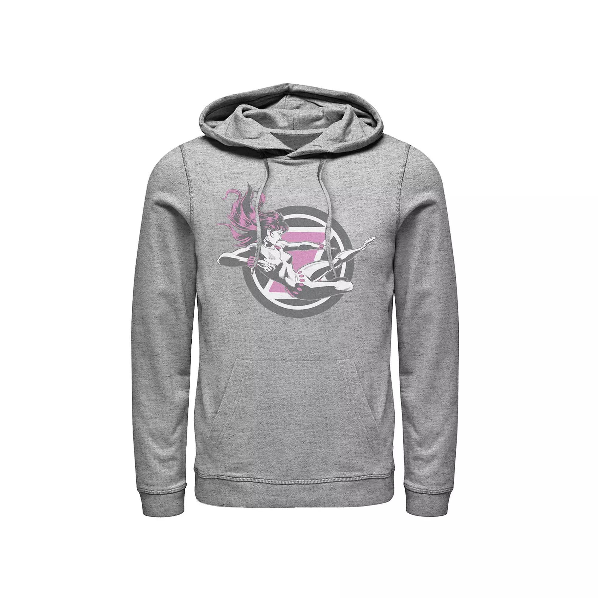 Men's Marvel Black Widow Flying Kick Hoodie, Size: XL, Athletic Grey Product Image