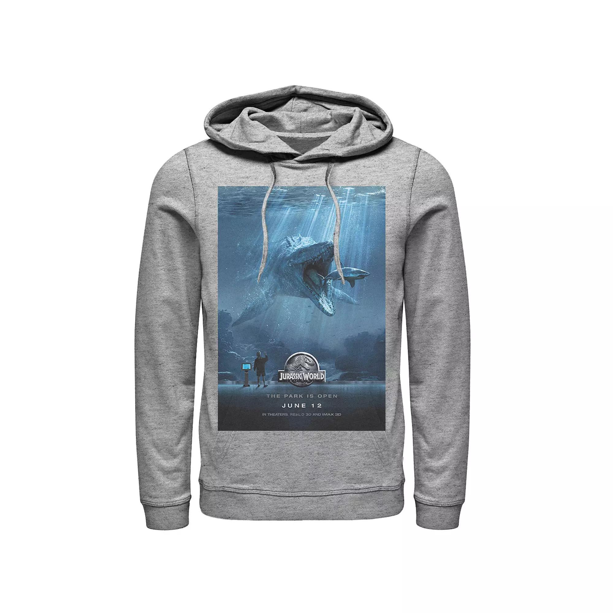 Men's Jurassic World Mosasaurus Movie Poster Hoodie, Size: XXL, Blue Product Image