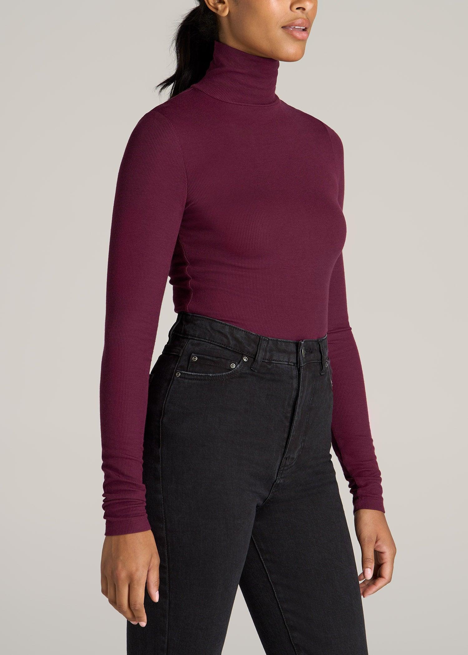 Tall Women's FITTED Long Sleeve Ribbed Turtleneck Tee in Elderberry Product Image