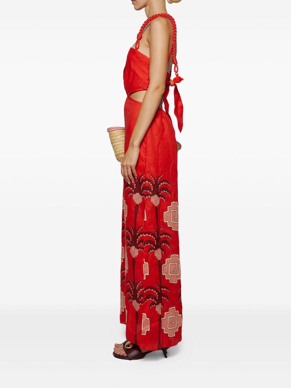 cut-out palm-tree print dress Product Image