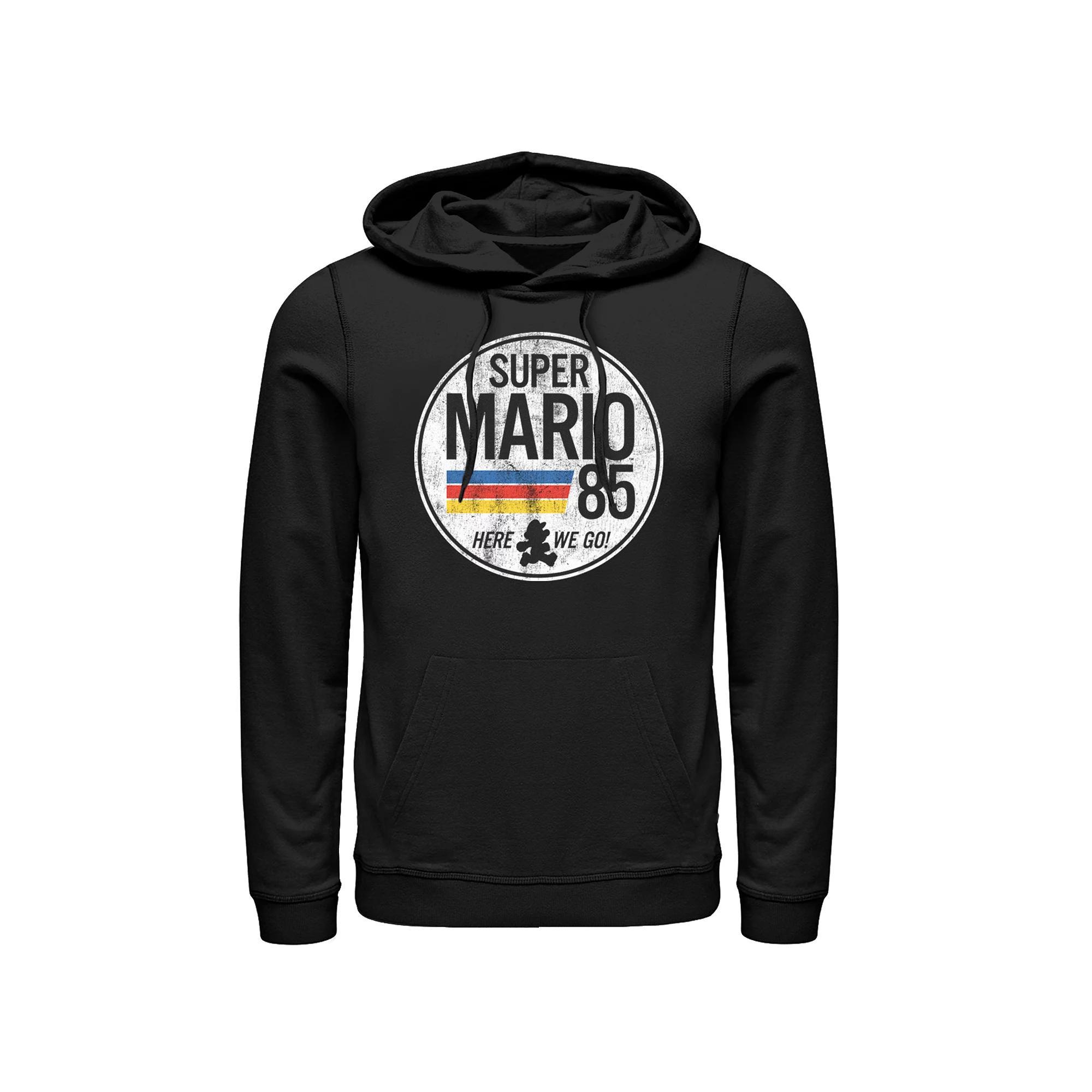 Men's Super Mario Pullover Hoodie, Size: Large, Black Product Image
