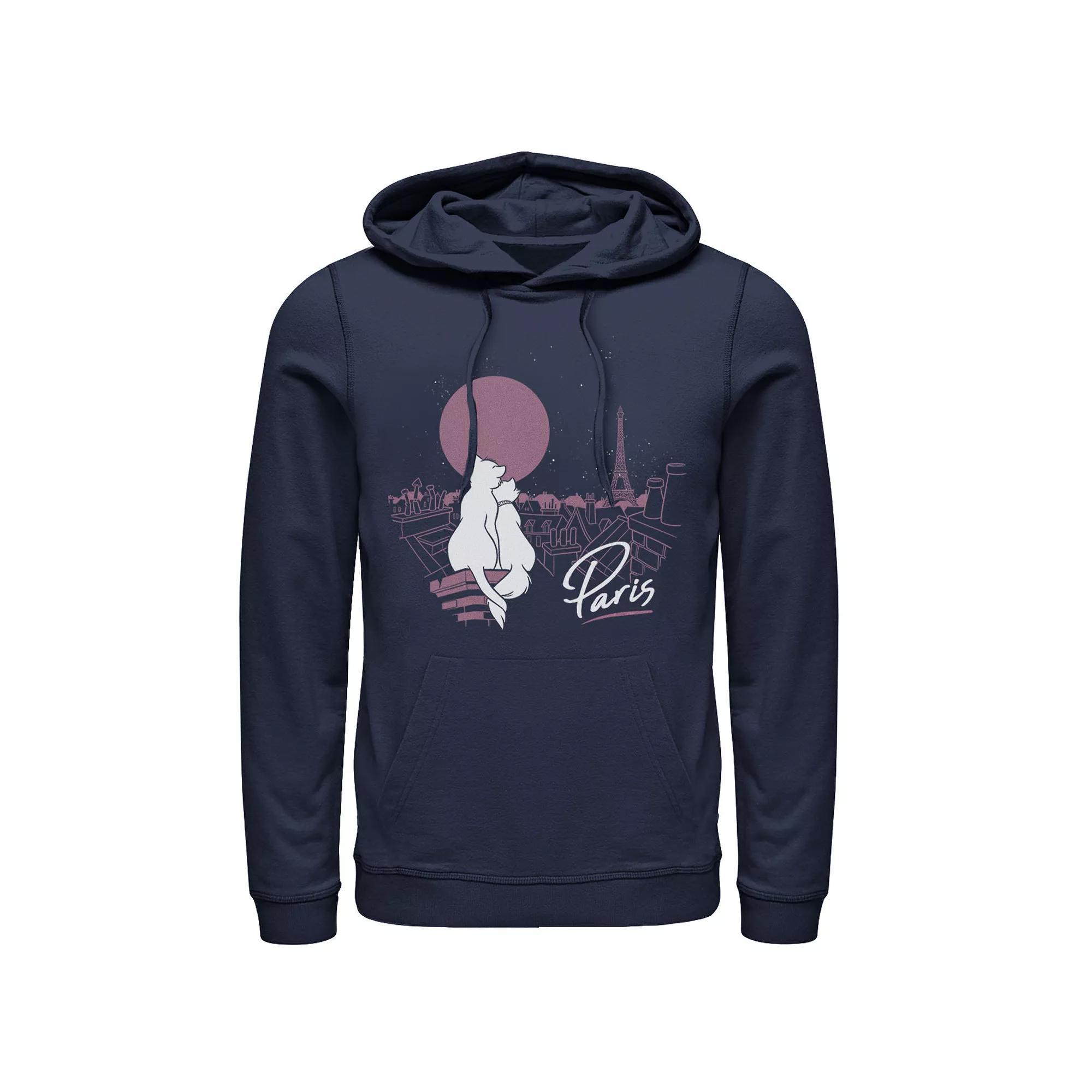 Disney's Aristocats Duchess And Thomas Men's In Paris Hoodie, Size: Large, Blue Product Image