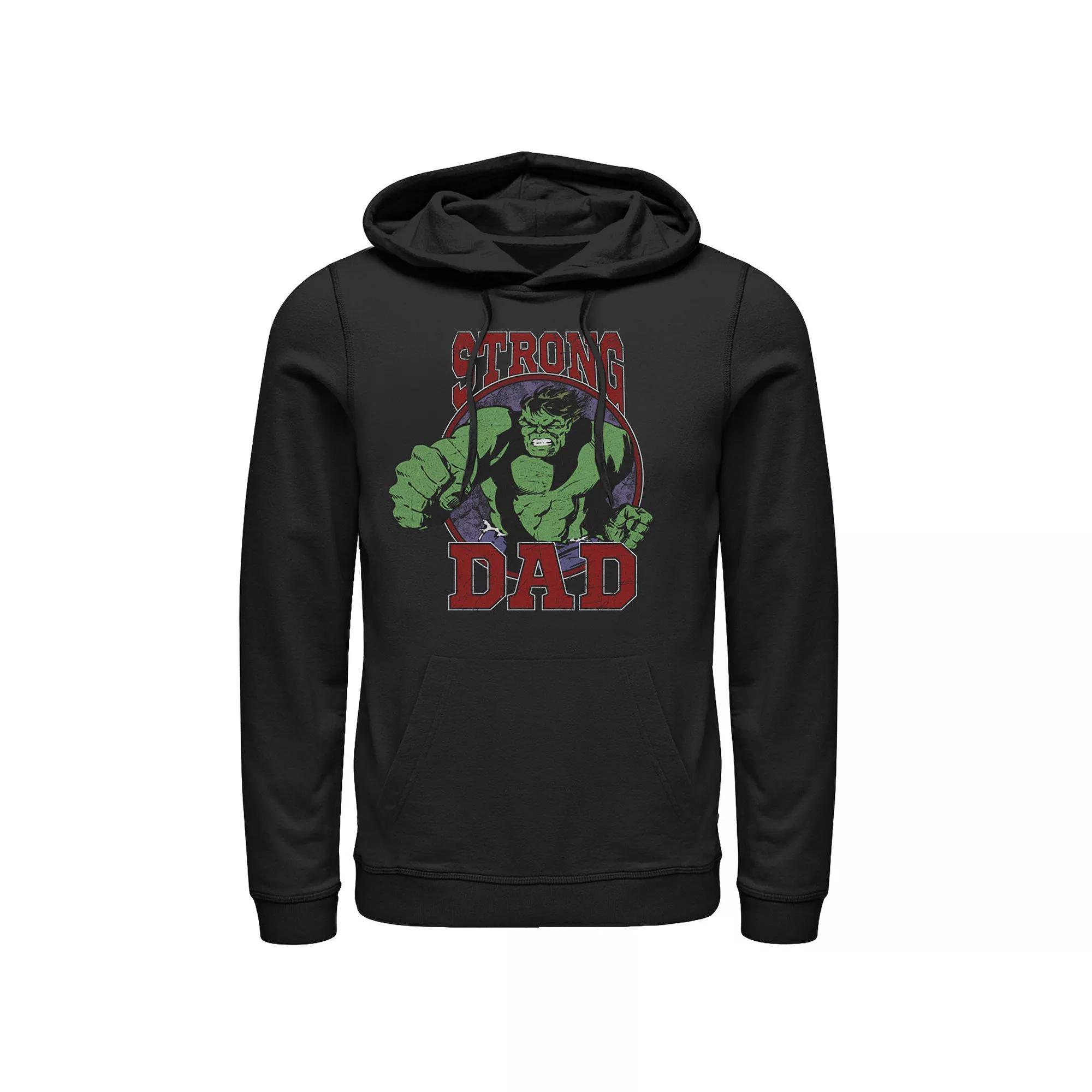 Men's Marvel Father's Day Captain America Super Dad Portrait Hoodie, Size: Medium, Black Product Image