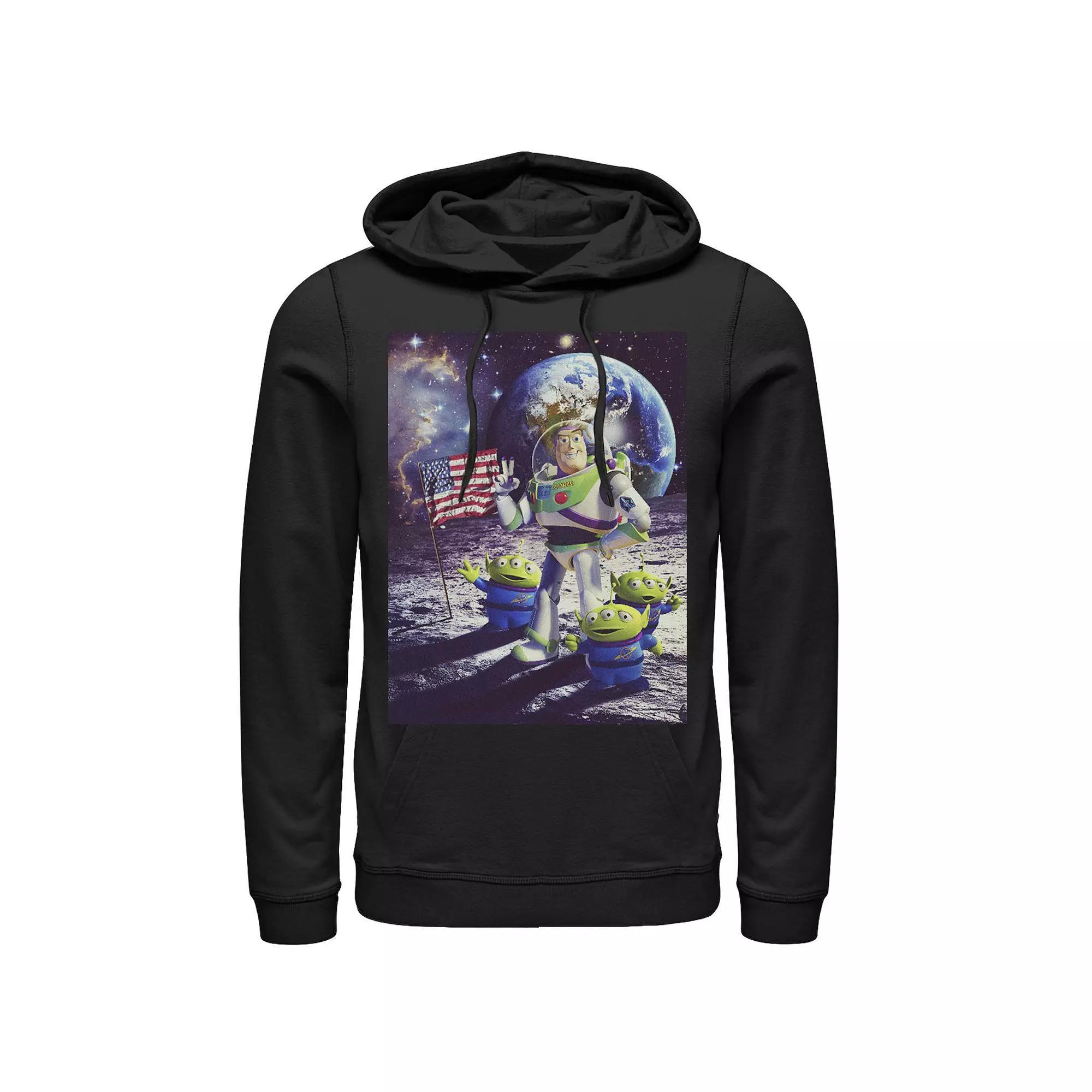 Disney / Pixar's Toy Story Buzz Lightyear & Aliens Men's On The Moon Photo Hoodie, Size: Medium, Black Product Image