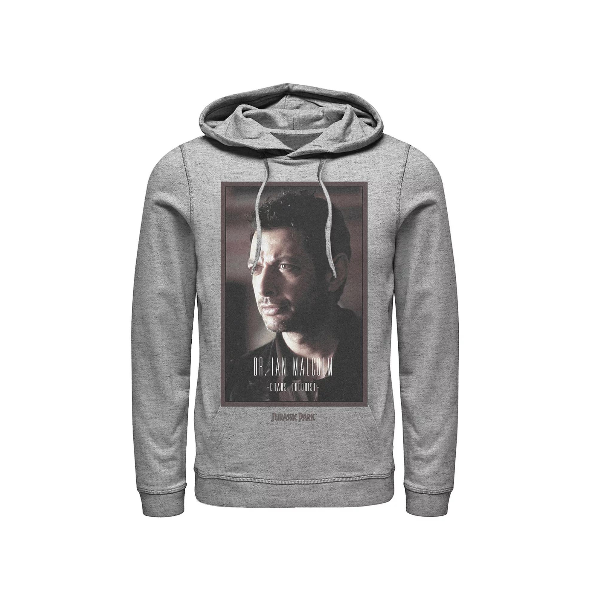Men's Jurassic Park Dr. Ian Malcolm Chaos Theorist Pullover Hoodie, Size: Small, Athletic Grey Product Image