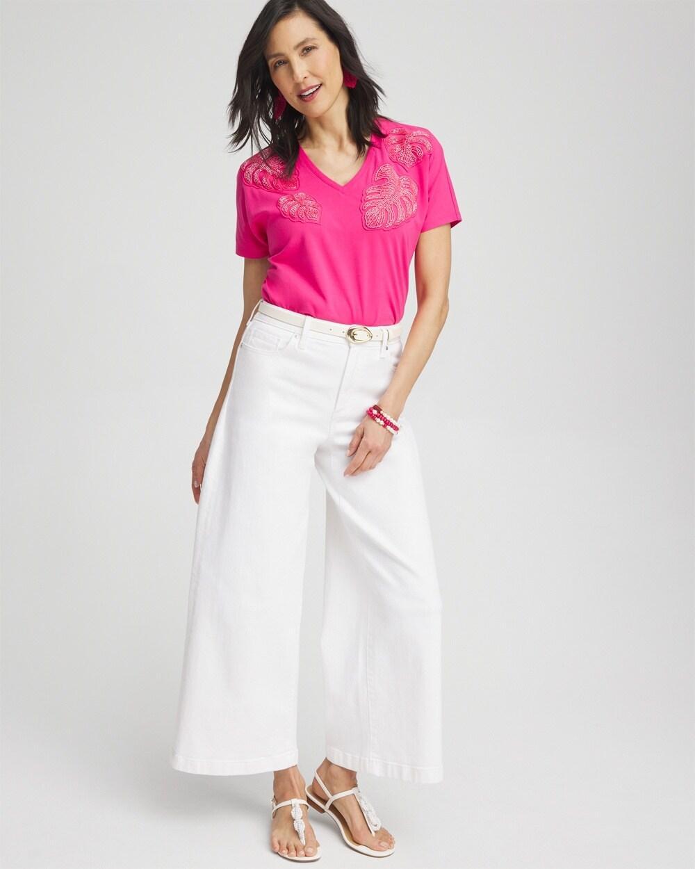 Beaded Cotton Stretch Tee Product Image
