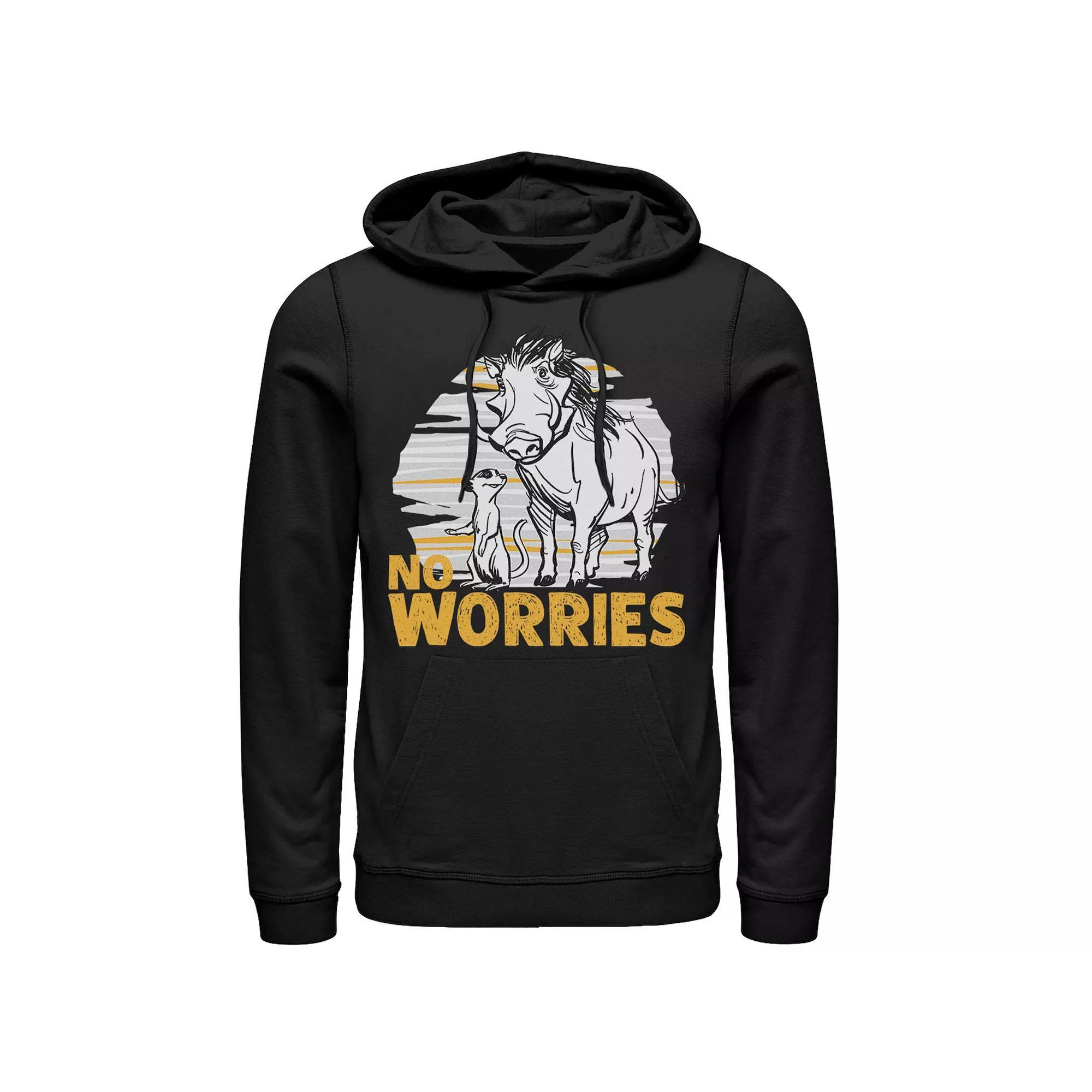 Disney's The Lion King Live Action Timon Pumbaa No Worries Men's Pullover Hoodie, Size: Medium, Black Product Image