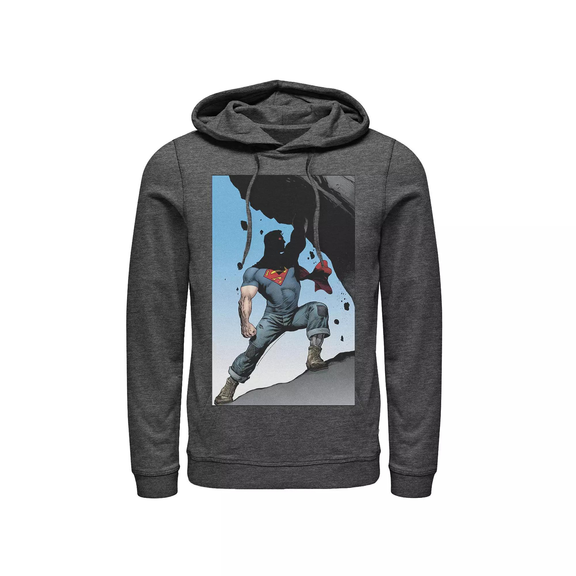 Men's DC Comics Superman Power Lift Comic Poster Hoodie, Size: XL, Grey Heather Product Image