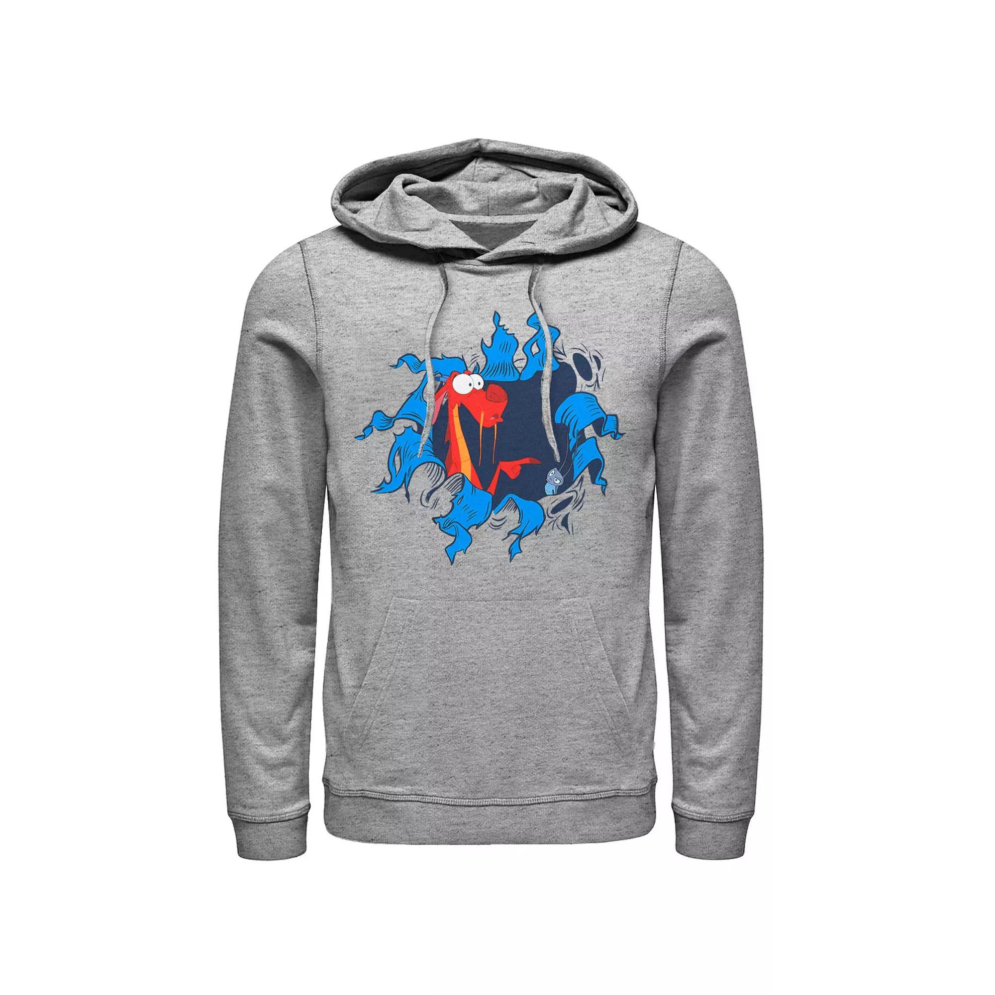 Disney's Mulan Mushu Cri-Kee Takes The Blame Men's Graphic Hoodie, Size: Small, Athletic Grey Product Image