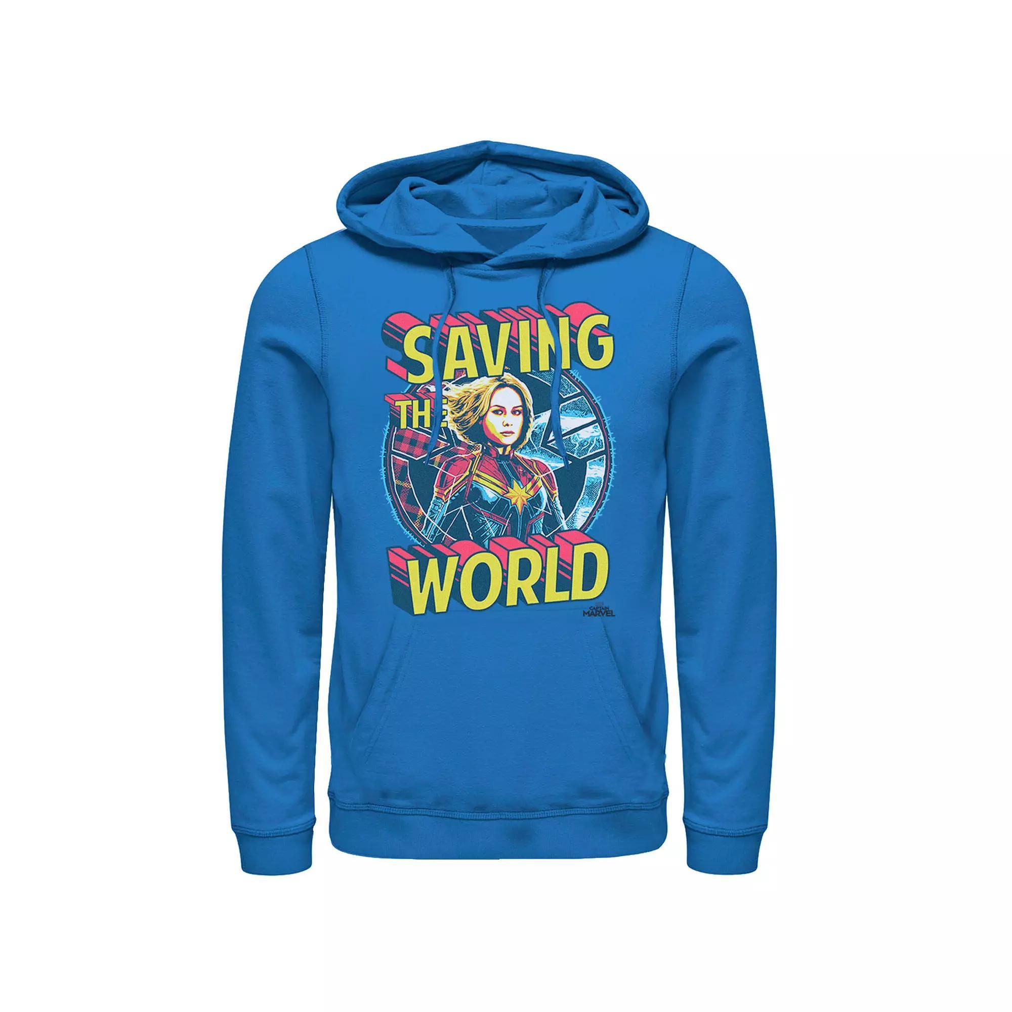 Men's Marvel Captain Marvel Saving The World Portrait Pullover Hoodie, Size: XXL, Royal Product Image