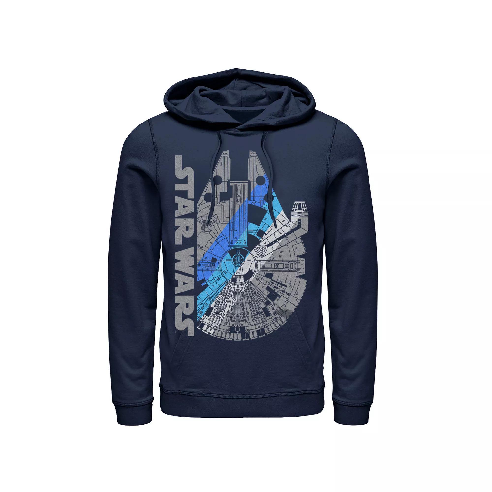 Men's Star Wars A New Hope Millennium Falcon Stripes Graphic Hoodie, Size: XXL, Blue Product Image