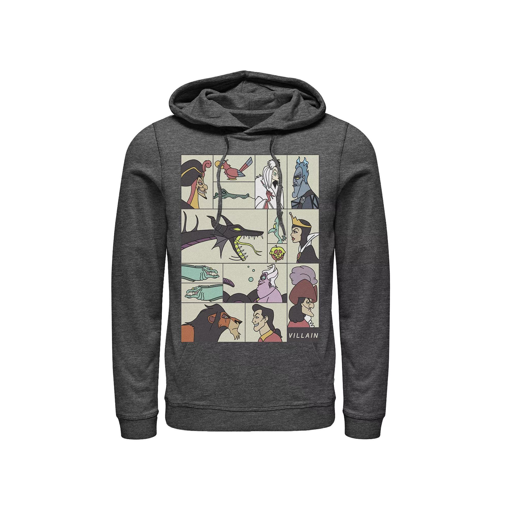 Disney's Villains Men's Comic Style Portrait Panels Hoodie, Size: XL, Black Product Image