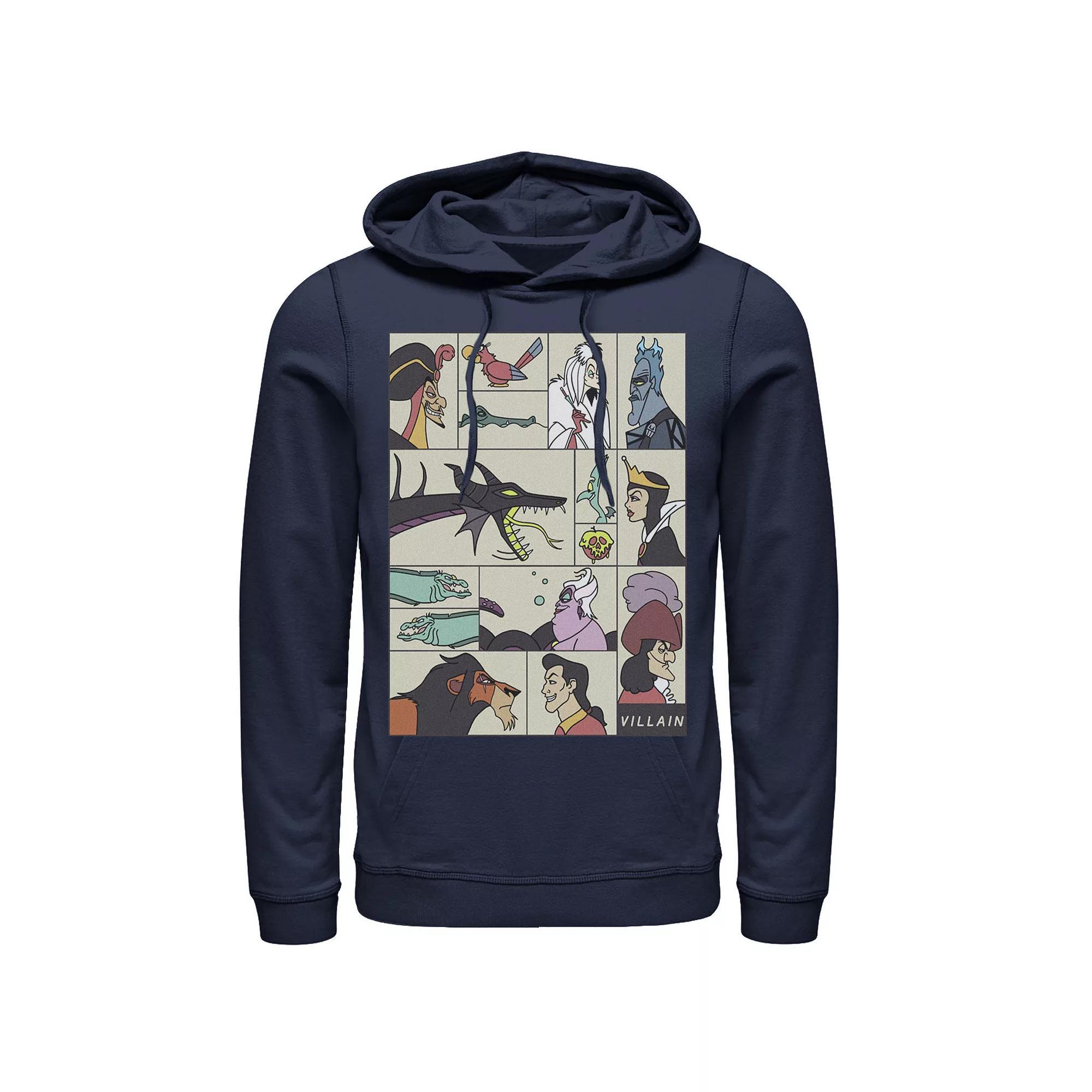 Disney's Villains Men's Comic Style Portrait Panels Hoodie, Size: XL, Black Product Image