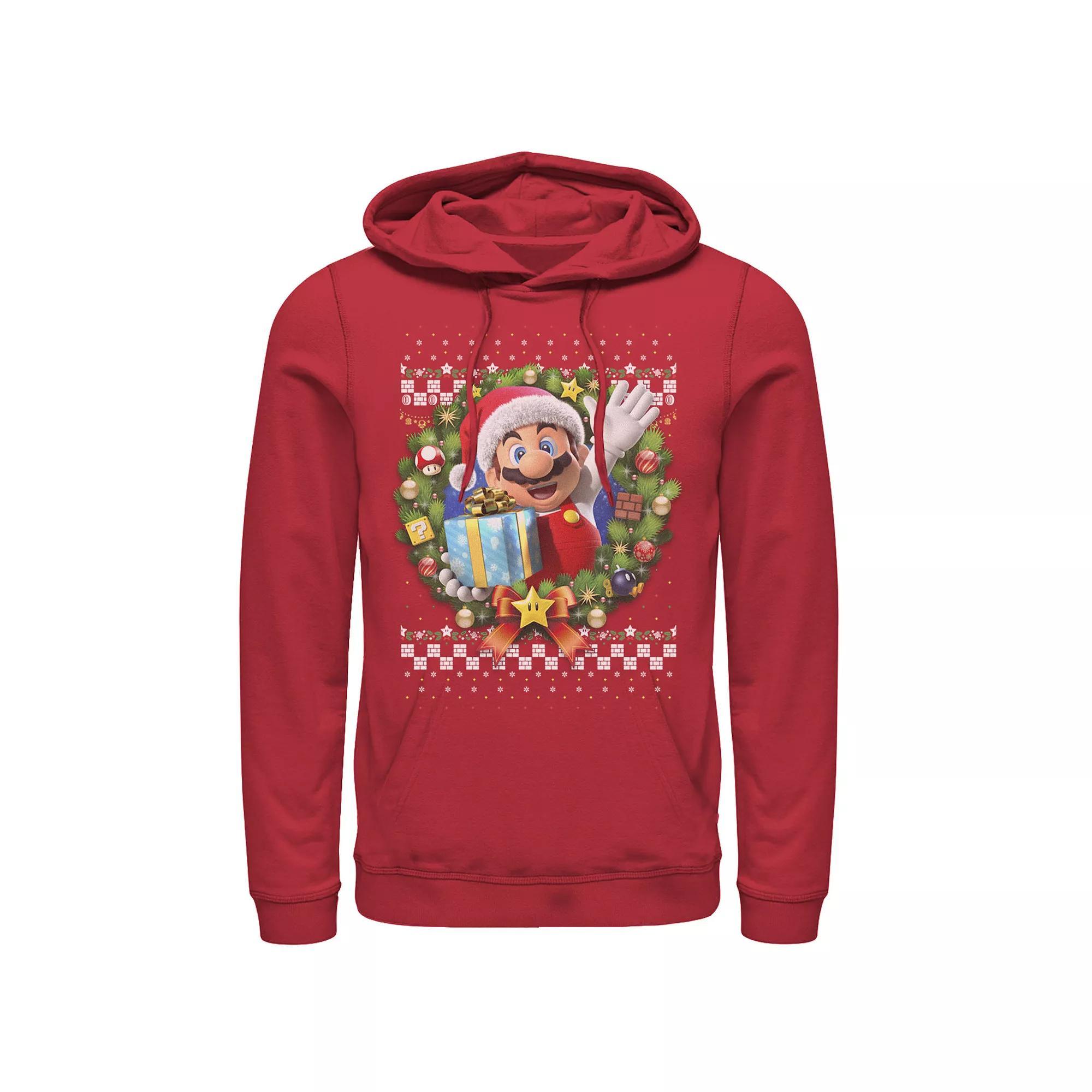 Men's Nintendo Super Mario Present Hoodie, Size: Large, Red Product Image