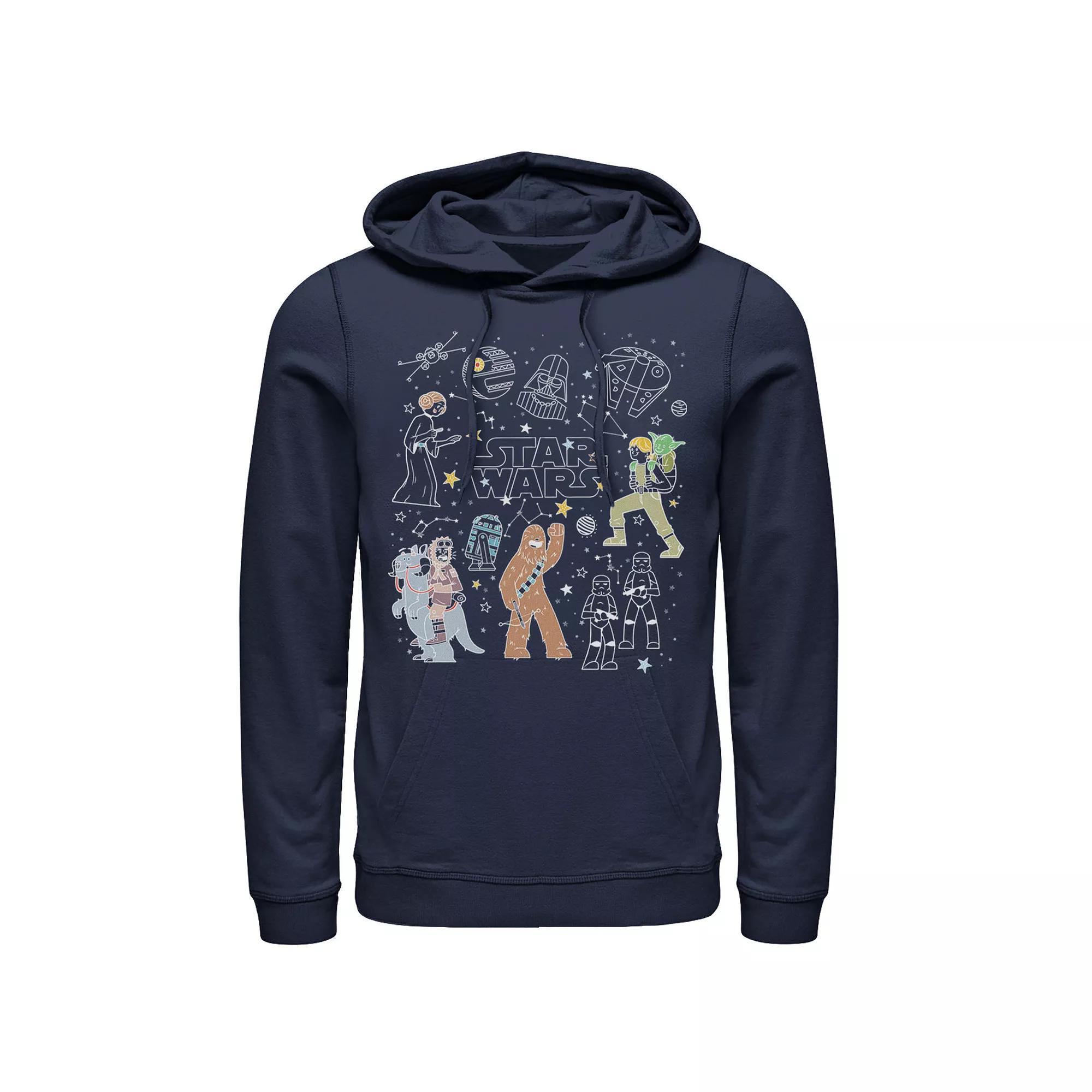 Men's Star Wars Group Shot Constellation Doodles Hoodie, Size: Small, Black Product Image