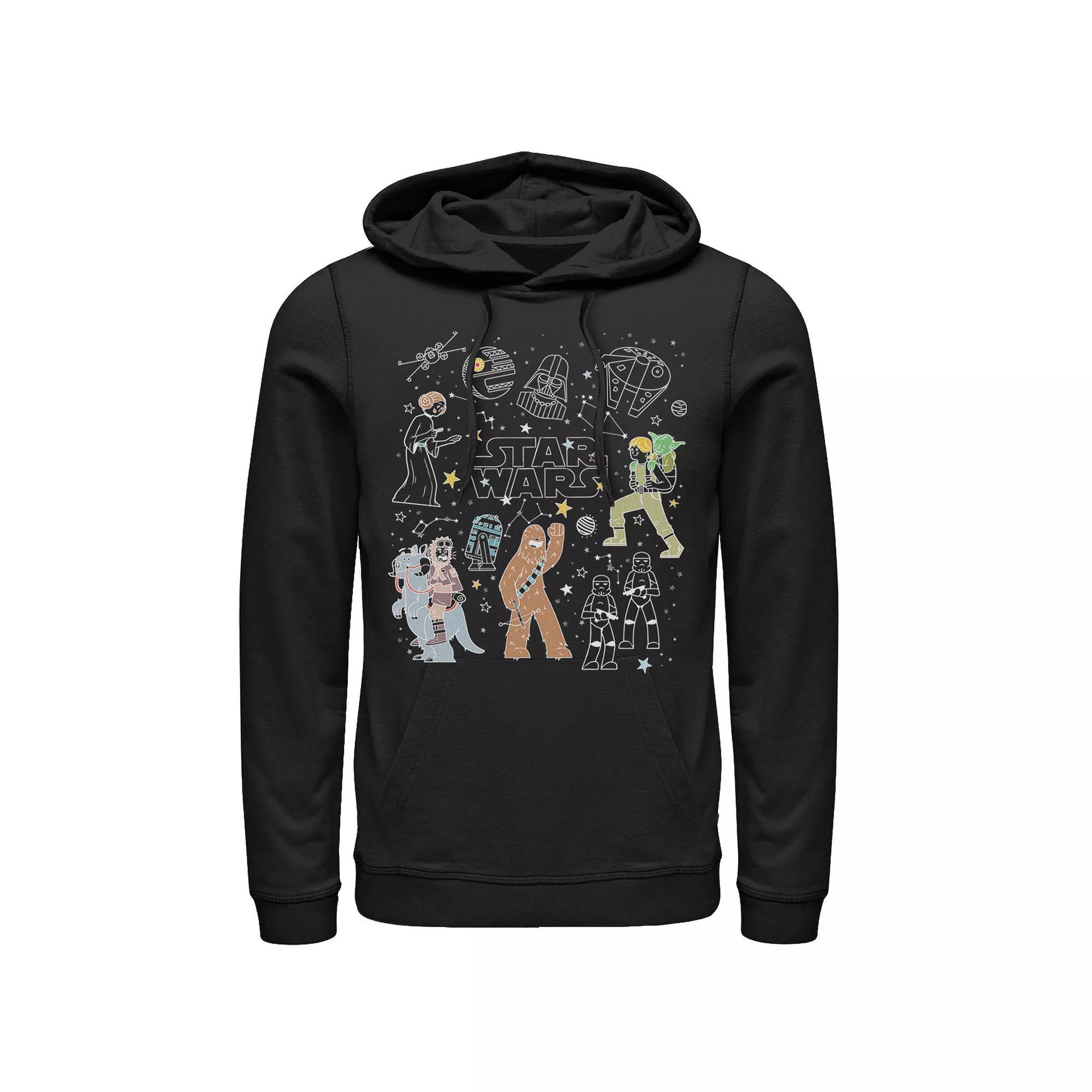Men's Star Wars Group Shot Constellation Doodles Hoodie, Size: Small, Black Product Image