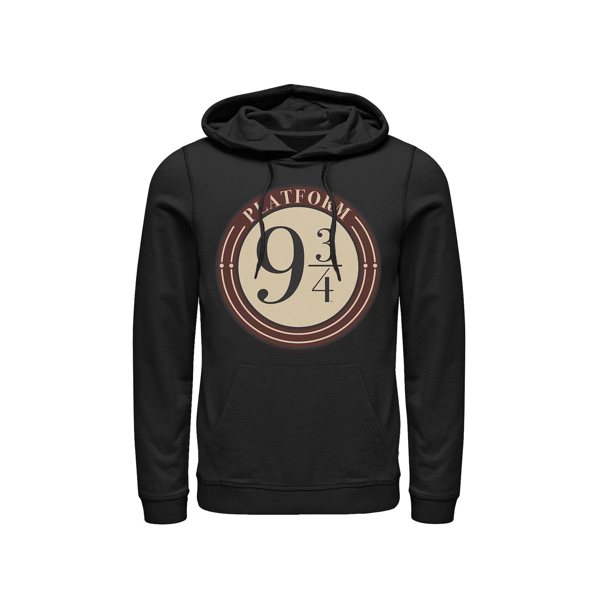 Men's Harry Potter Platform 9 & 3/4 Simple Logo Hoodie, Size: Large, Black Product Image