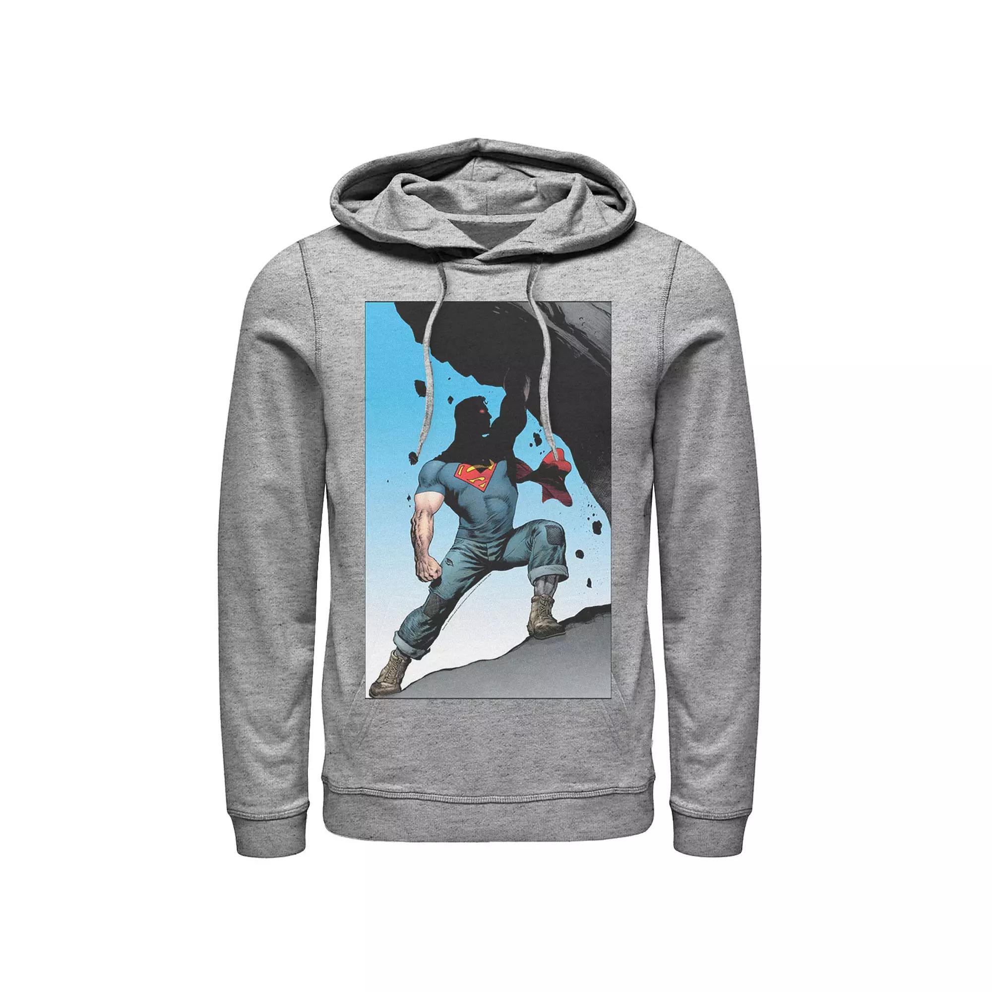 Men's DC Comics Superman Power Lift Comic Poster Hoodie, Size: XXL, Athletic Grey Product Image