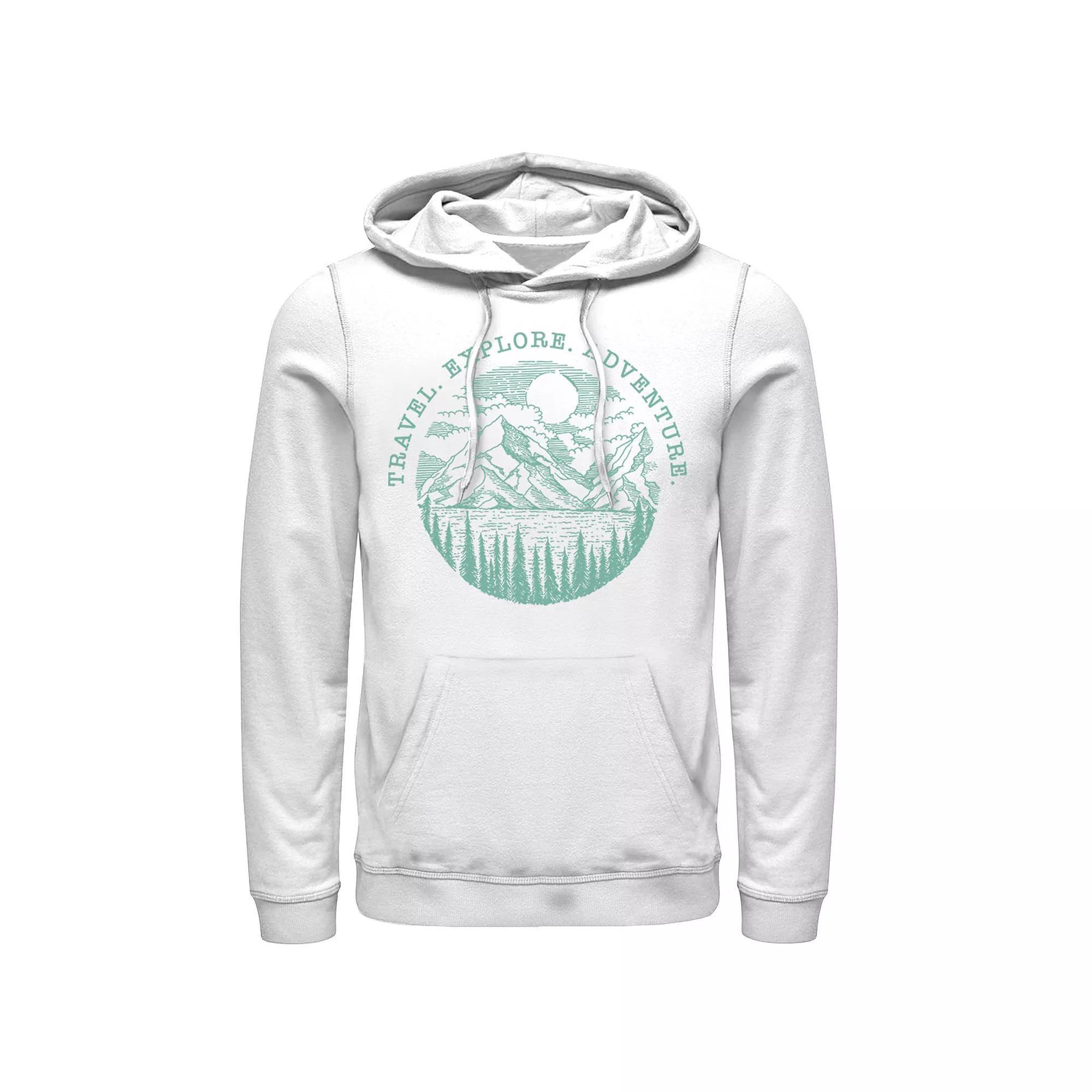 Men's Travel Explore Adventure Sketch Mountains Hoodie, Size: XXL, White Product Image