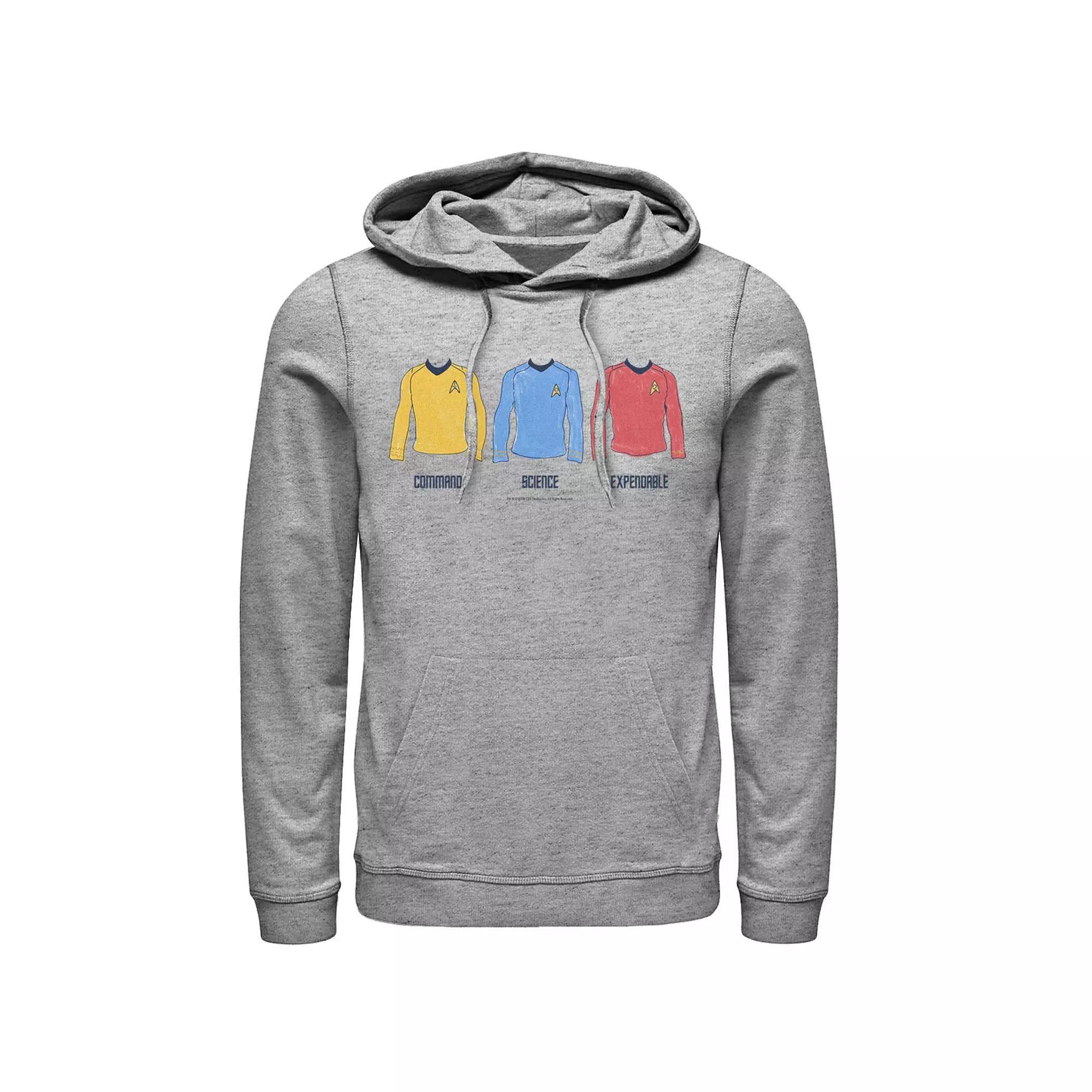 Mens Star Trek Original Series Divisions Hand Drawn Hoodie Athletic Grey Product Image