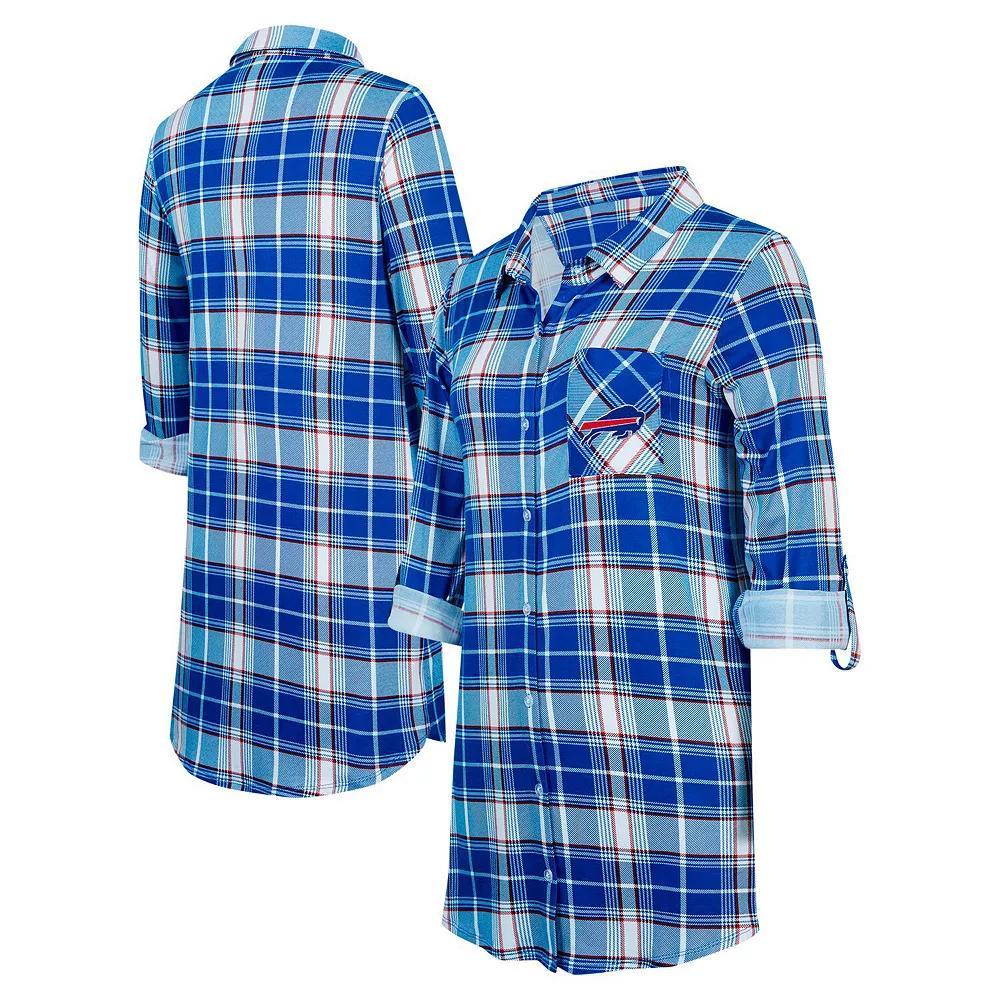 Women's Concepts Sport Royal Buffalo Bills Ashford Plaid Knit Nightshirt, Size: 3XL, Blue Product Image