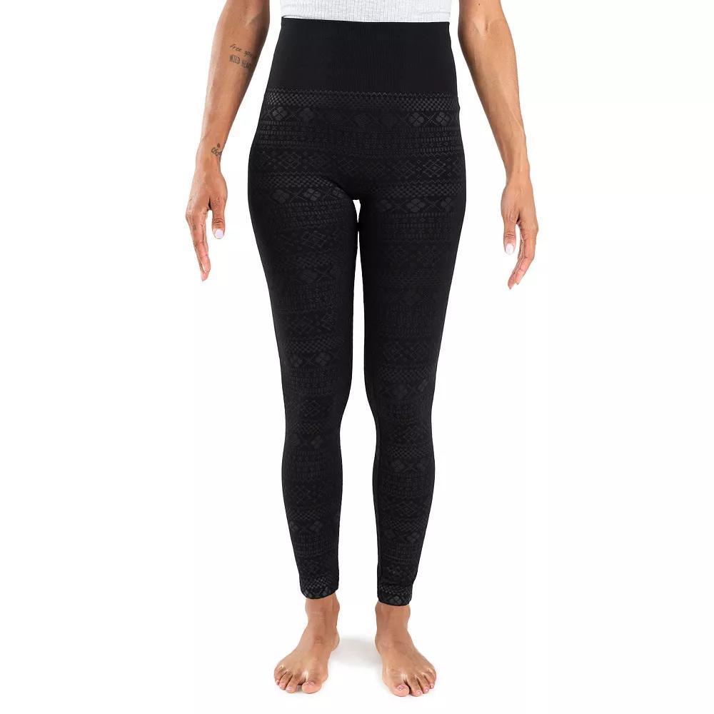 Women's MUK LUKS® Fleece Lined Regular Fit Leggings, Size: 2XL-3XL, Ebony Geo Product Image
