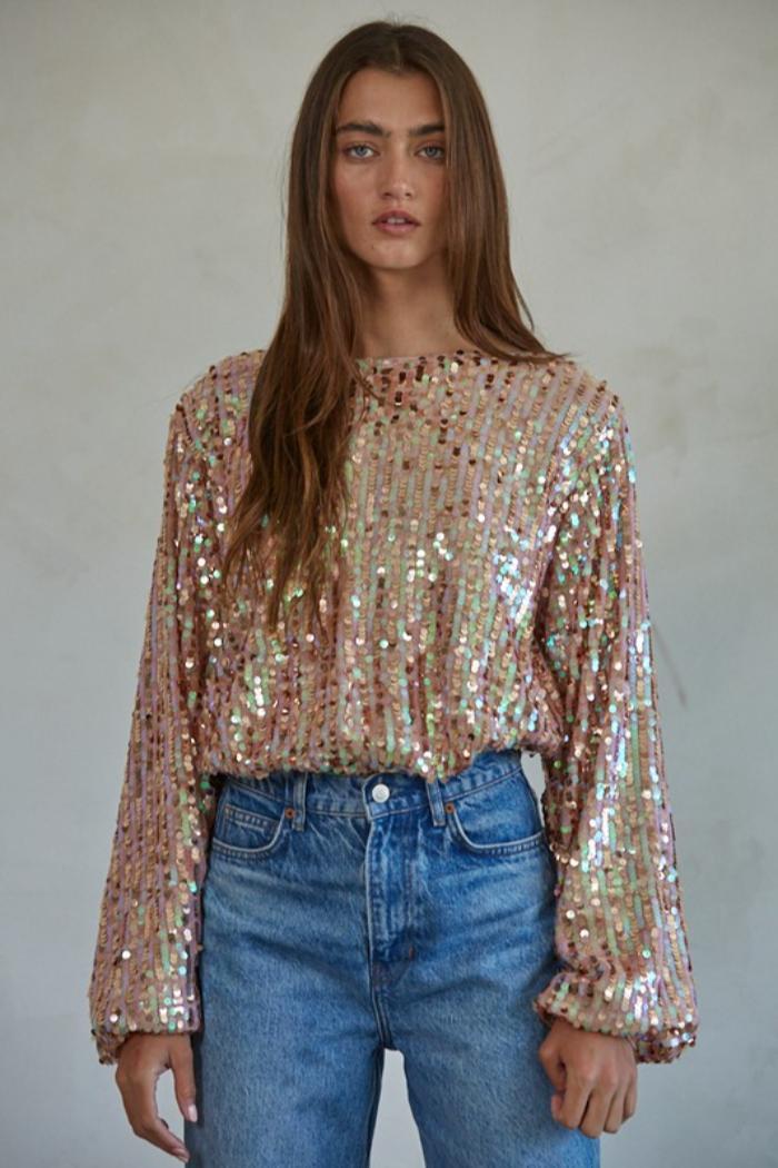 L/S Sequin Crop Top Product Image