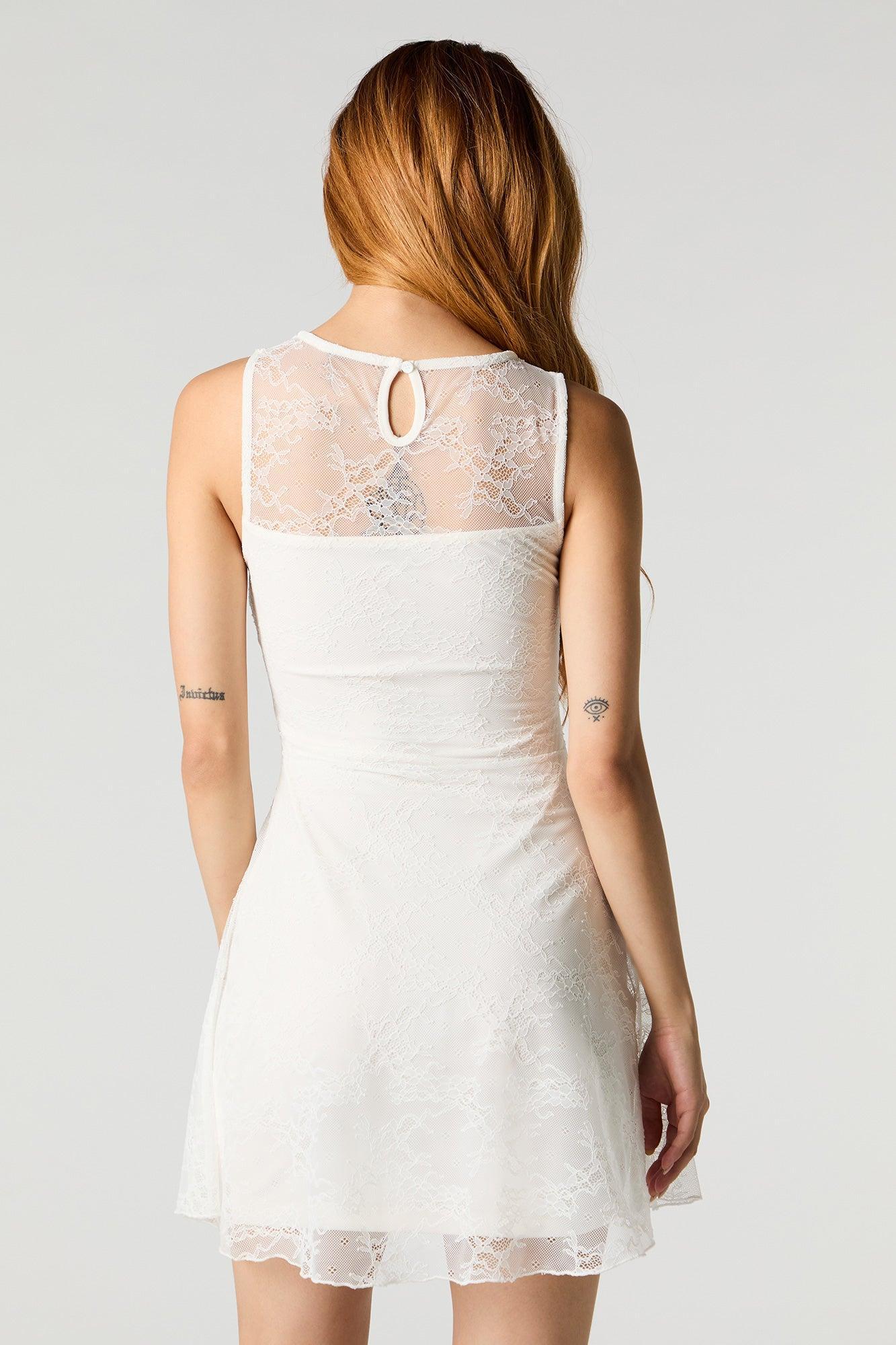 Floral Lace Sleeveless Mini Dress Female Product Image
