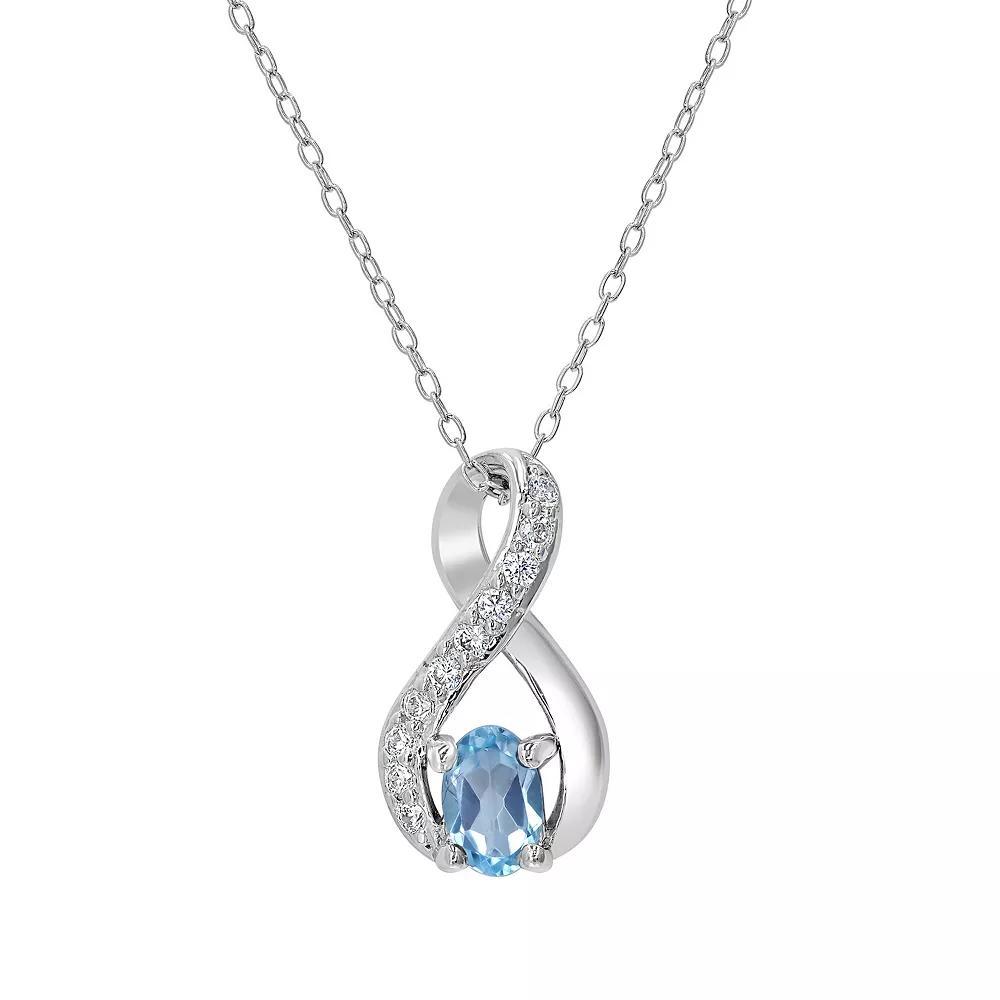 Gemistry Sterling Silver Stone & Cubic Zirconia Infinity Pendant Necklace, Women's, Size: 18-20" ADJ, Blue Topaz Product Image