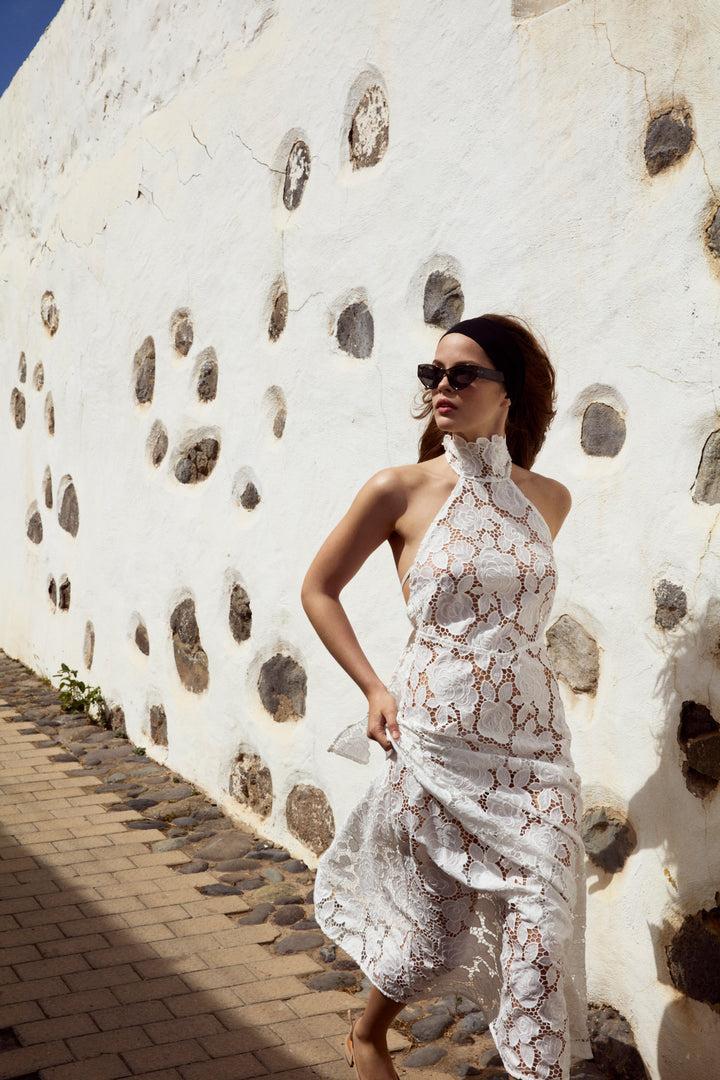 Astoria Lace Maxi Dress — White Product Image