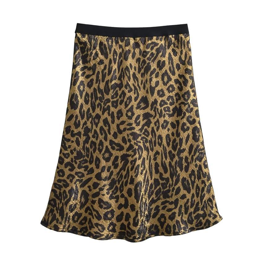 High Rise Leopard Print Mini A-Line Skirt Product Image