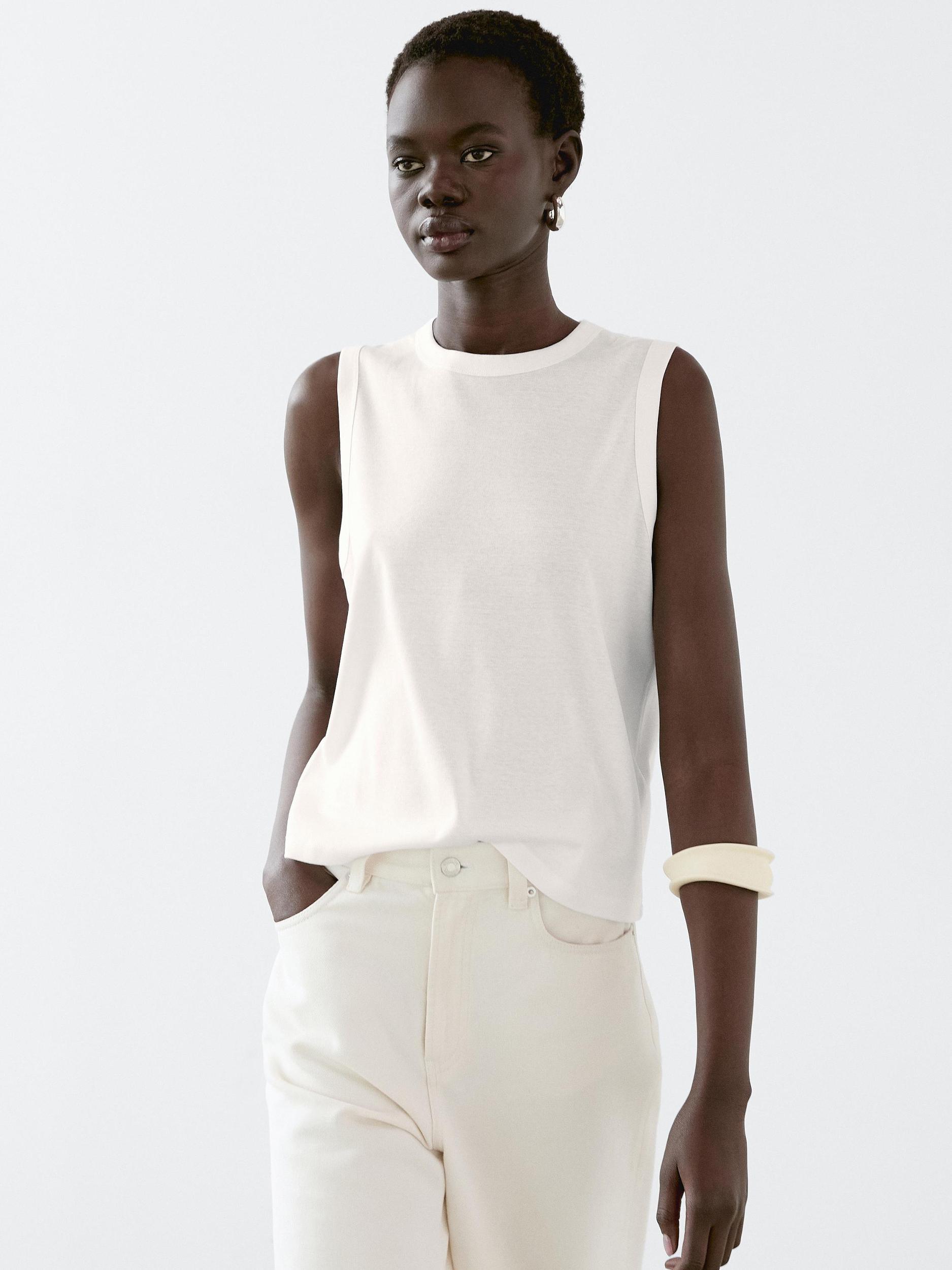 Sleeveless 100% cotton T-shirt Product Image