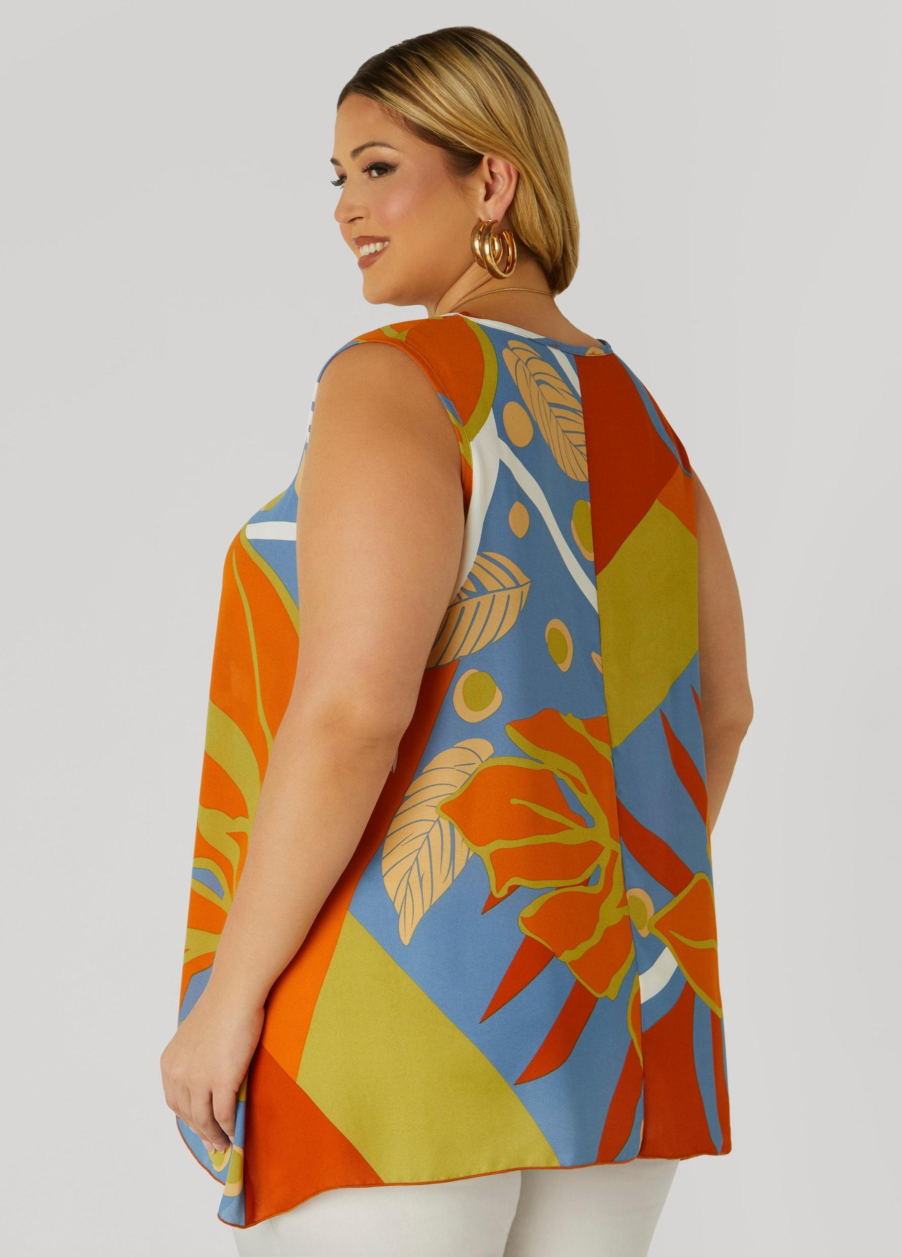 Tropical V Neck Top Product Image