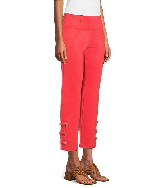 Slim Factor by Investments Ponte Knit No Waist Slim Leg Grommet Ankle Pants Product Image