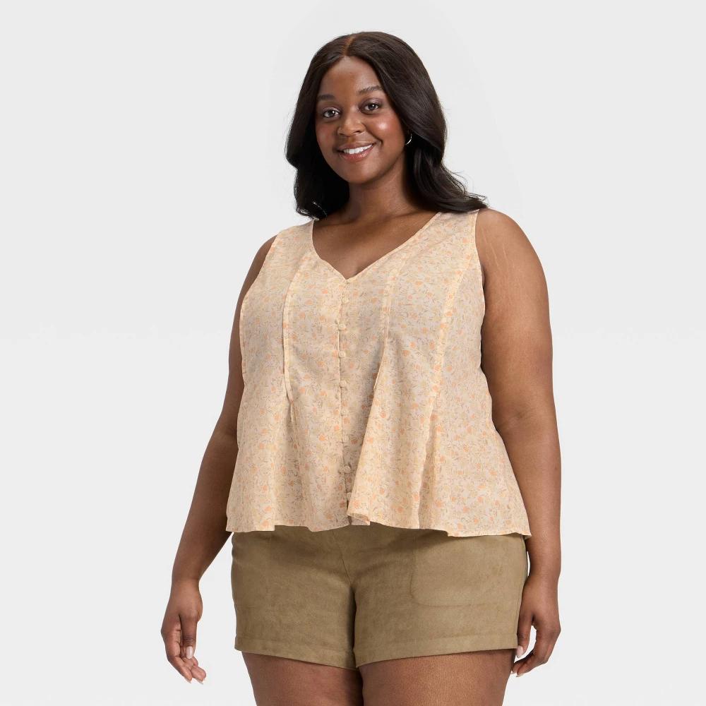 Women's Button-Down Pintuck Tank Top - Universal Thread™ Product Image