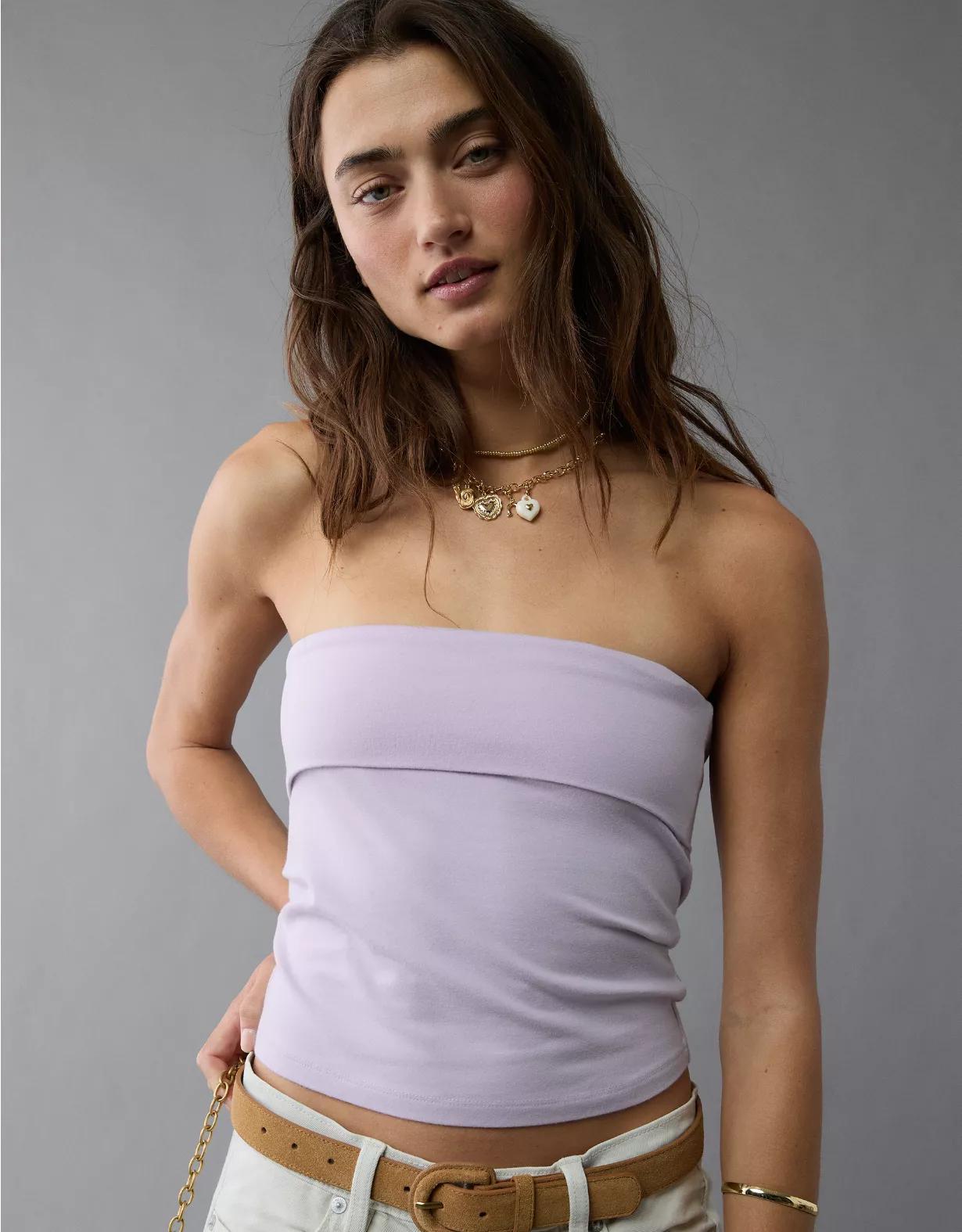 AE It Knit Foldover Tube Top Product Image